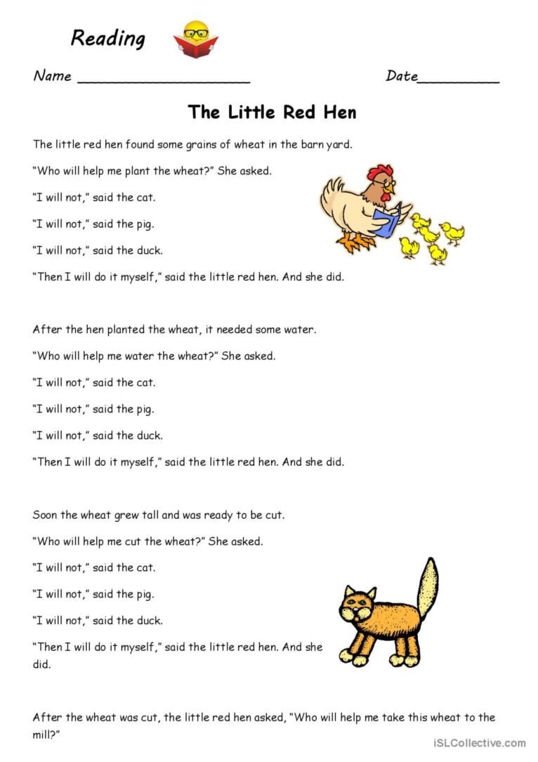 The Little Red Hen English ESL Worksheets Pdf Doc