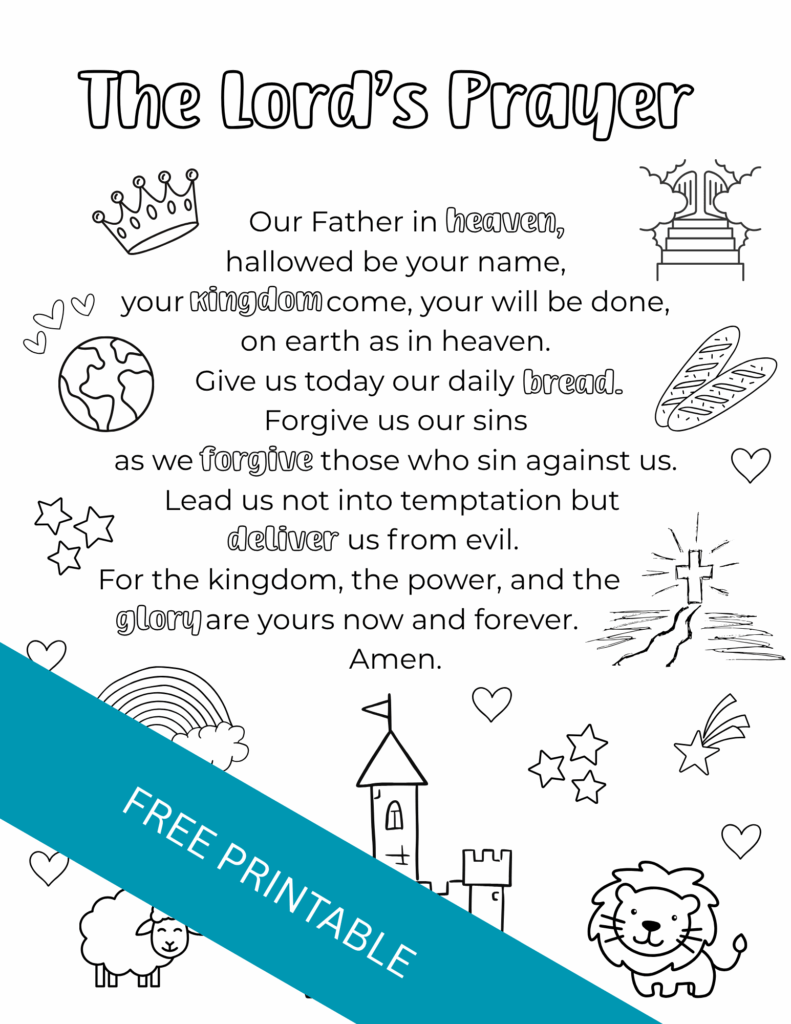 The Lord s Prayer Printable For Kids Out Upon The Waters