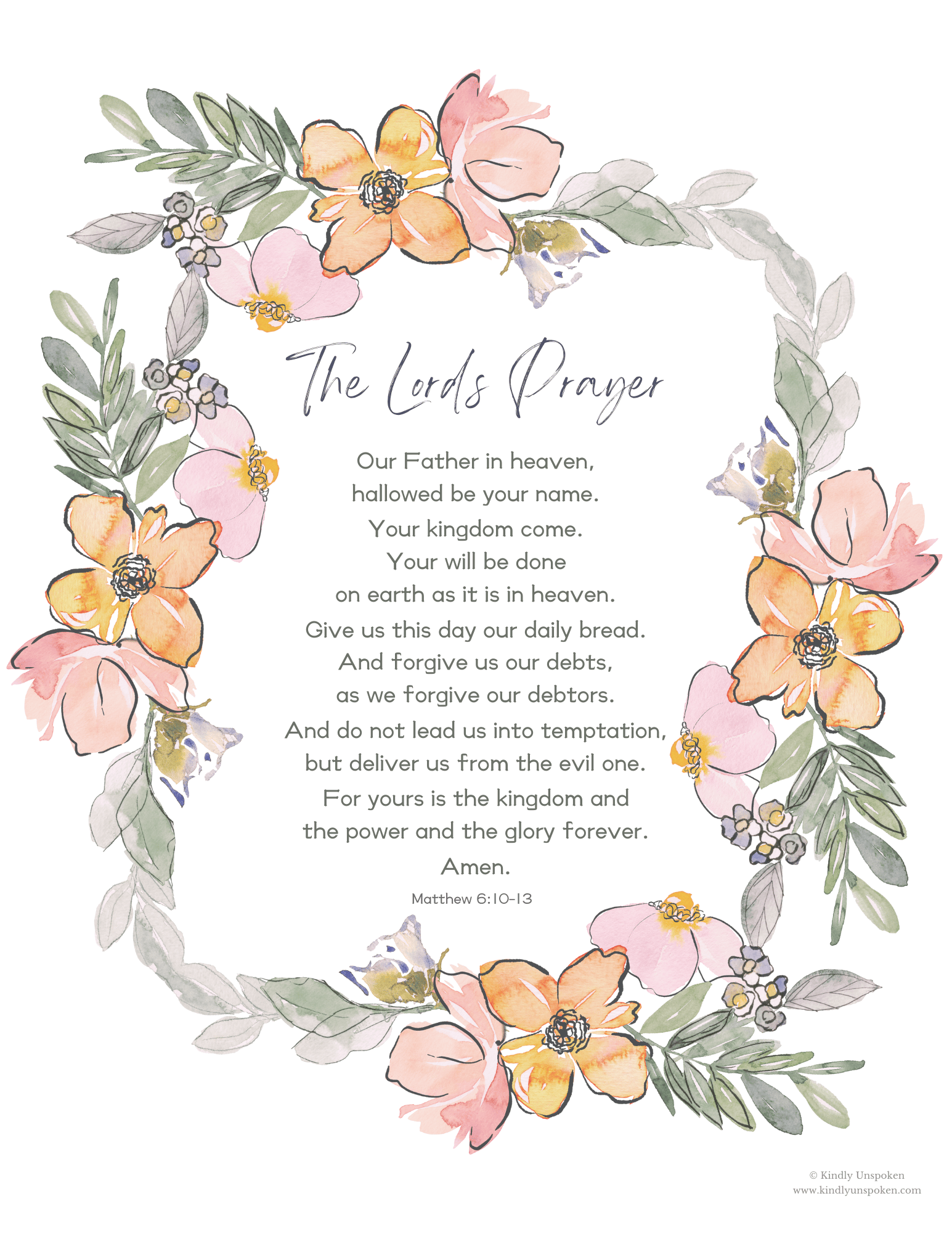 The Lord s Prayer Printable PDF Free Bible Wall Art Kindly Unspoken