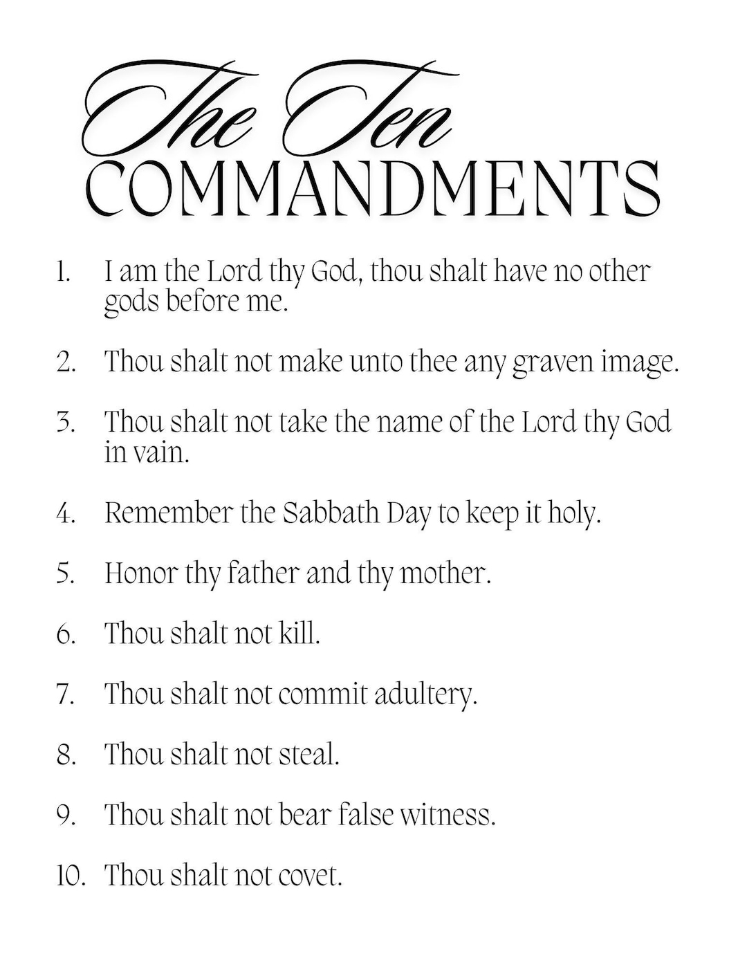 ten commandments printable ten commandments printable