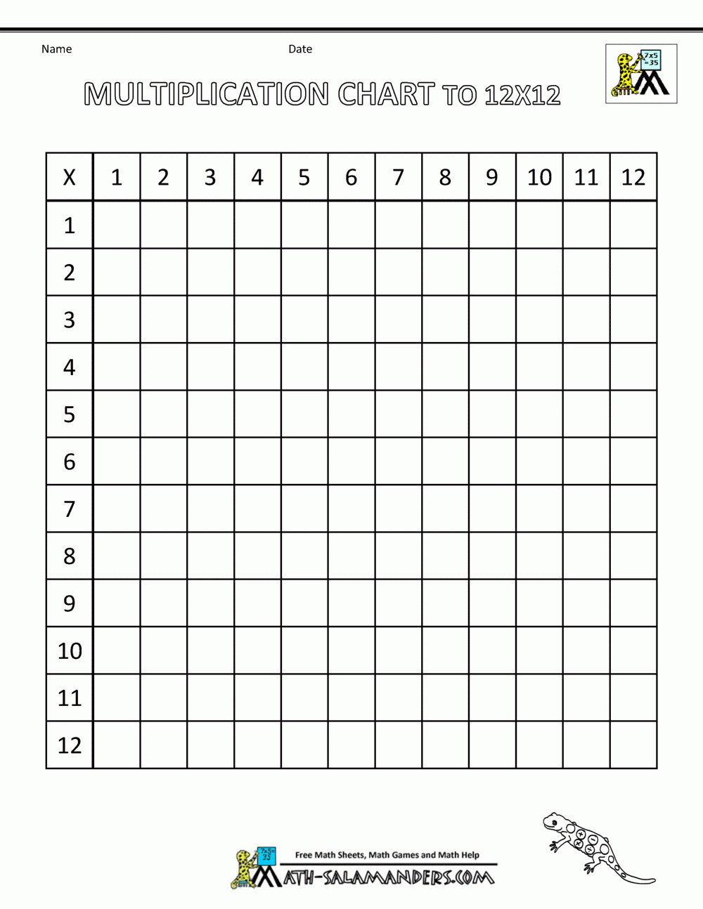 Times Table Grid To 12x12 Times Table Grid To 12x12