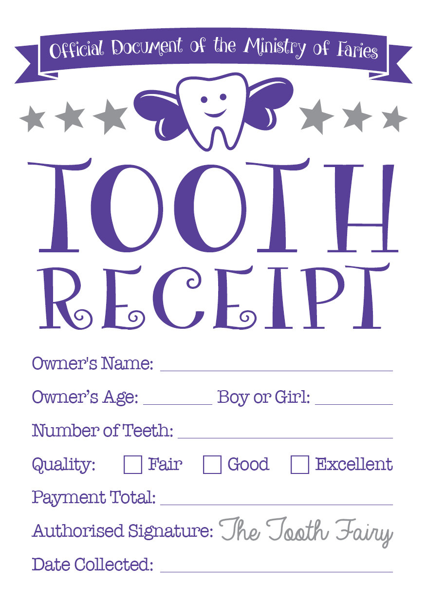 Tooth Fairy Certificate Tooth Receipt Free Printables