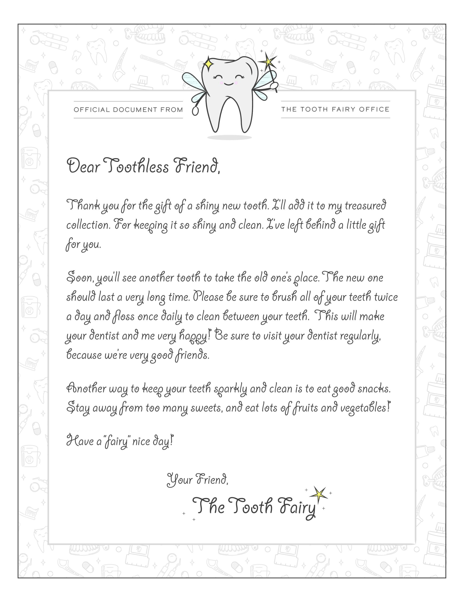 TOOTH FAIRY KIT Cache Valley Pediatric Dentistry TOOTH FAIRY KIT Cache Valley Pediatric Dentistry
