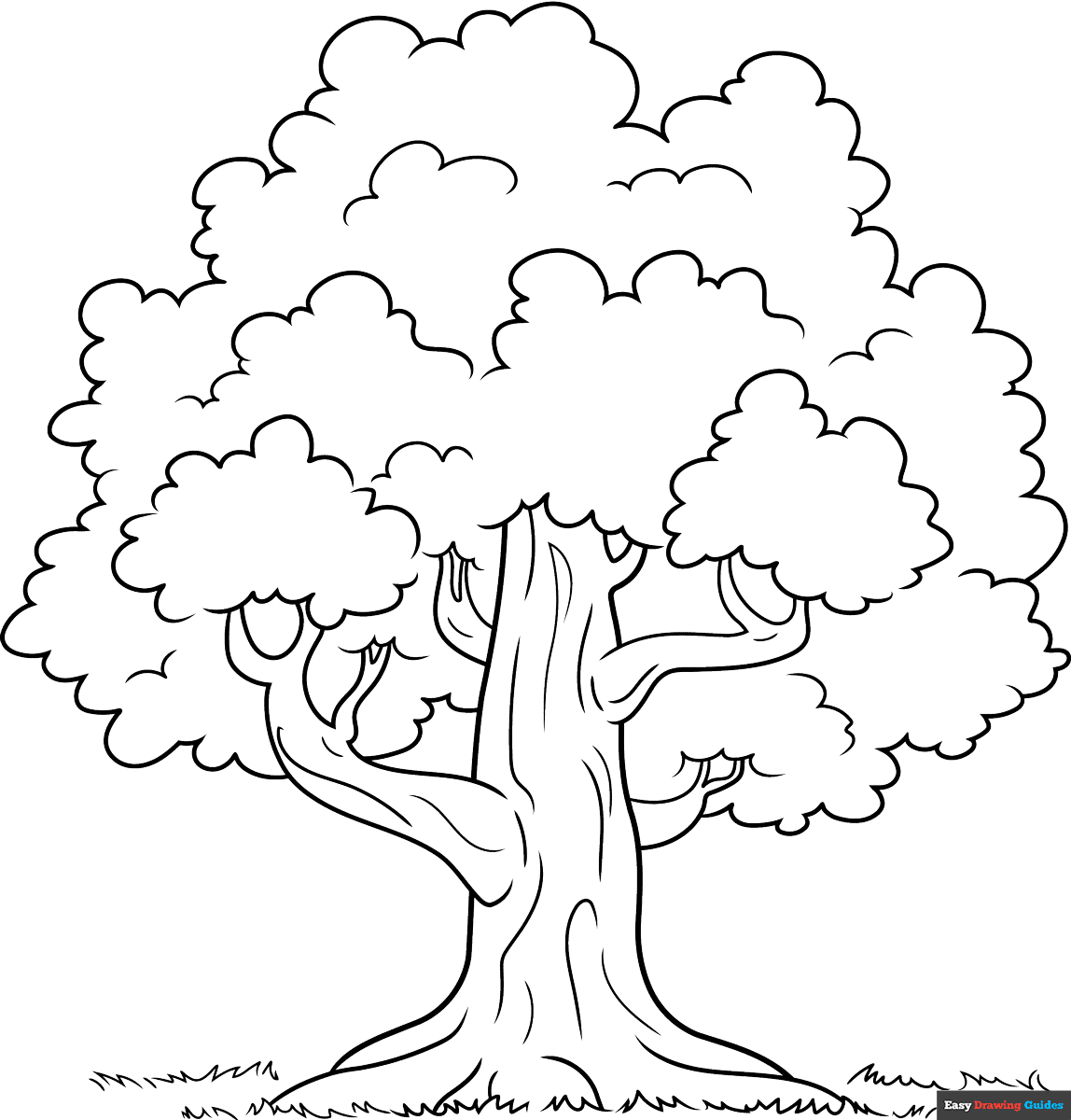 Tree Outline Coloring Page Easy Drawing Guides