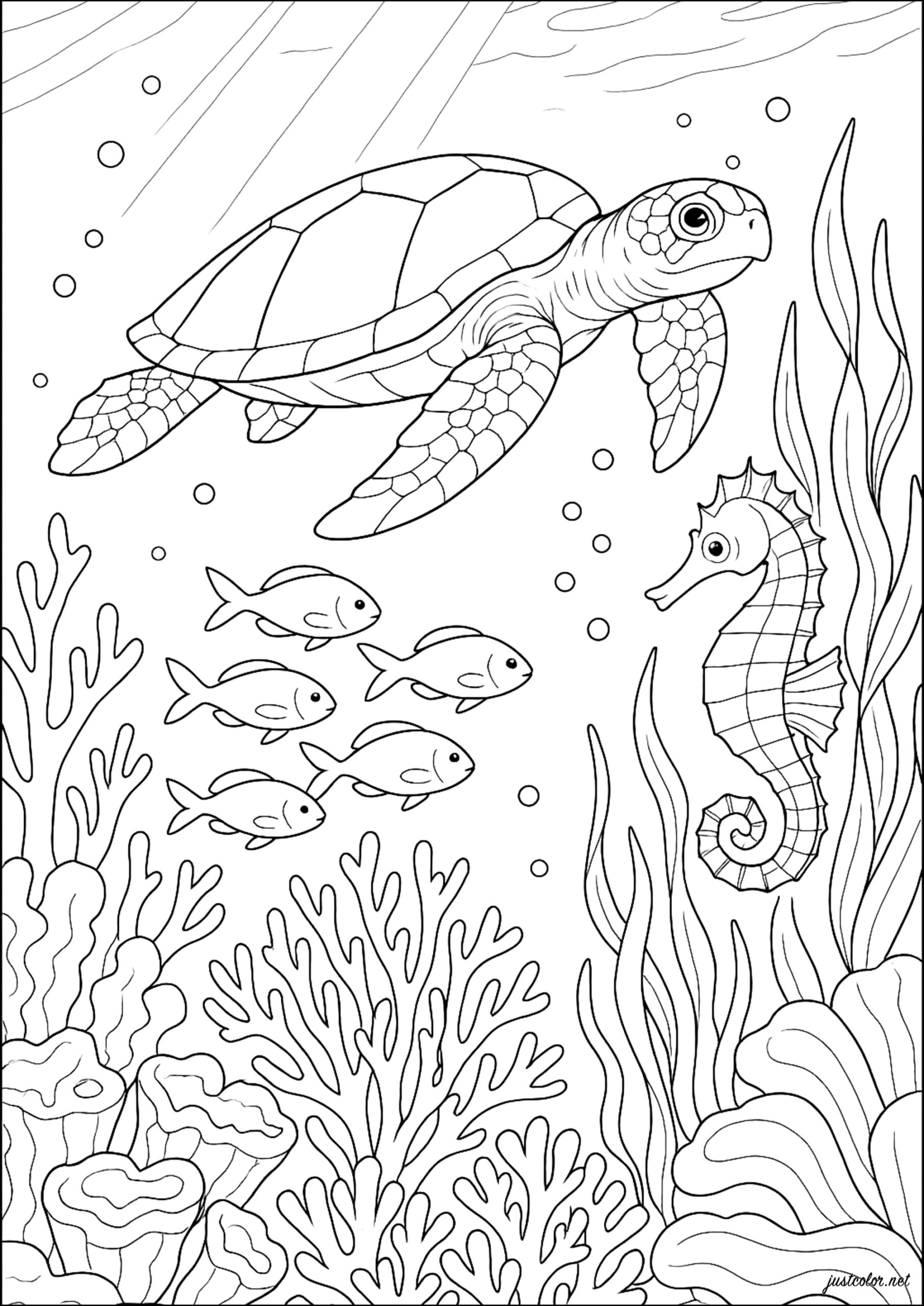 Underwater Stroll Water World Coloring Pages