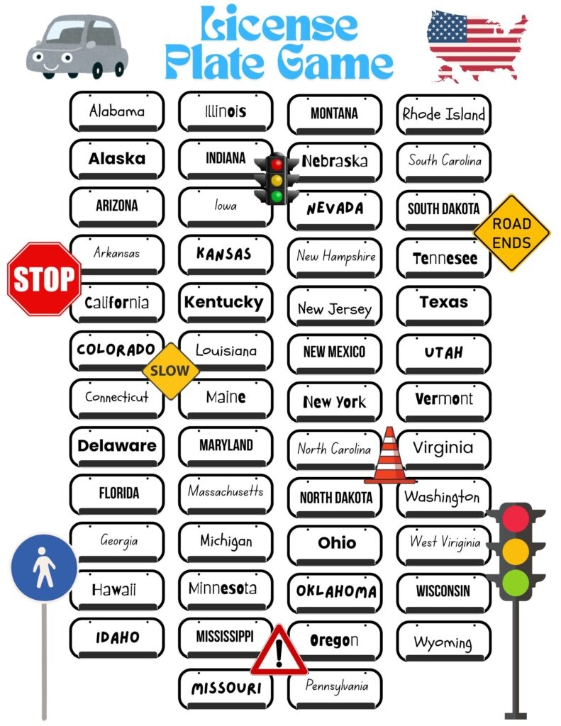 US License Plate Game Free Printable US License Plate Game Free Printable
