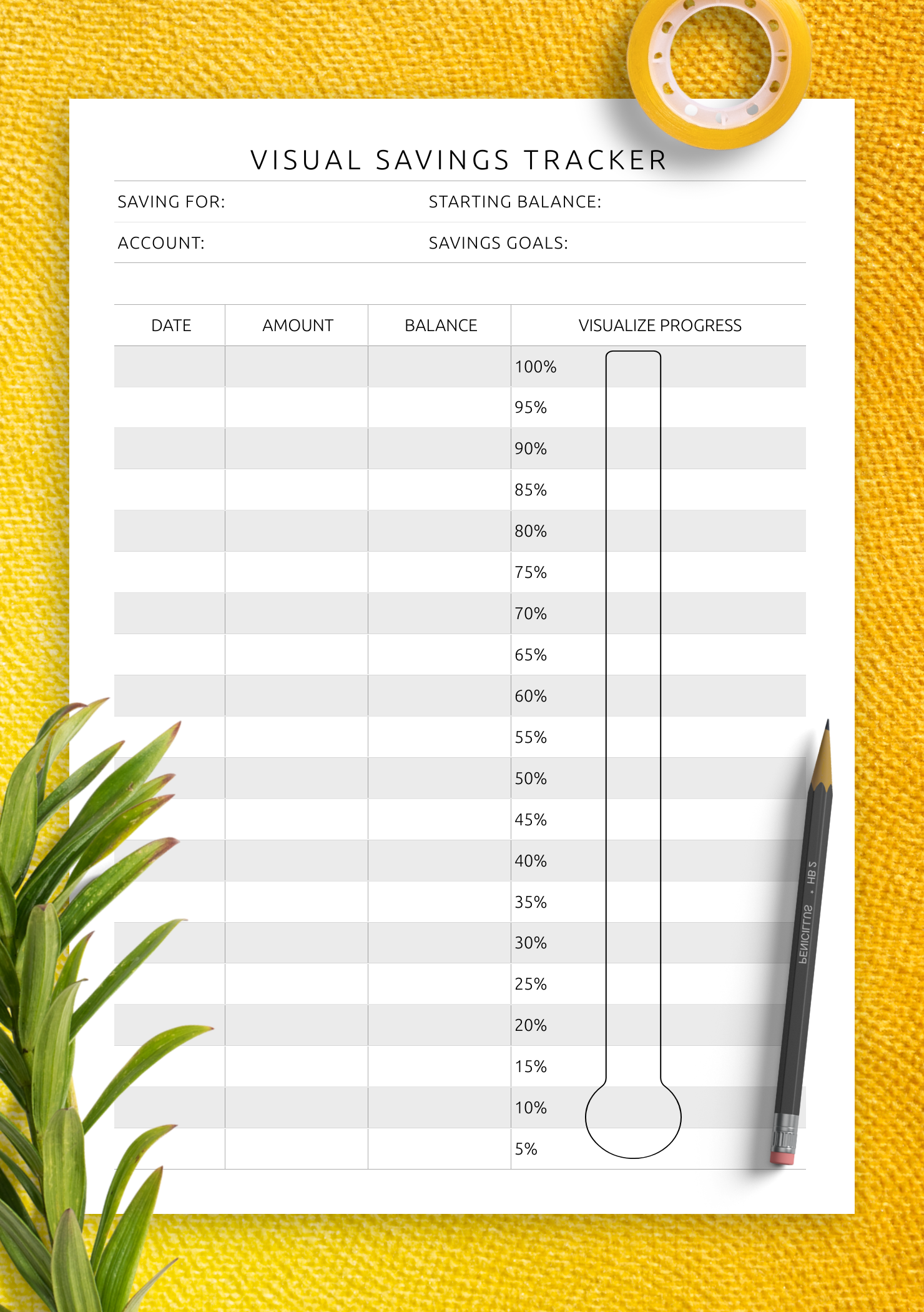 Visual Savings Tracker Template Fun Easy Goal Tracking