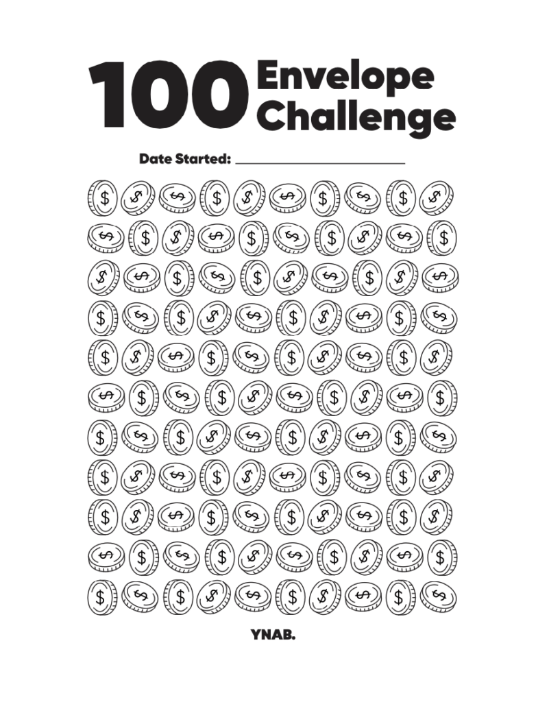 100 envelope challenge printable