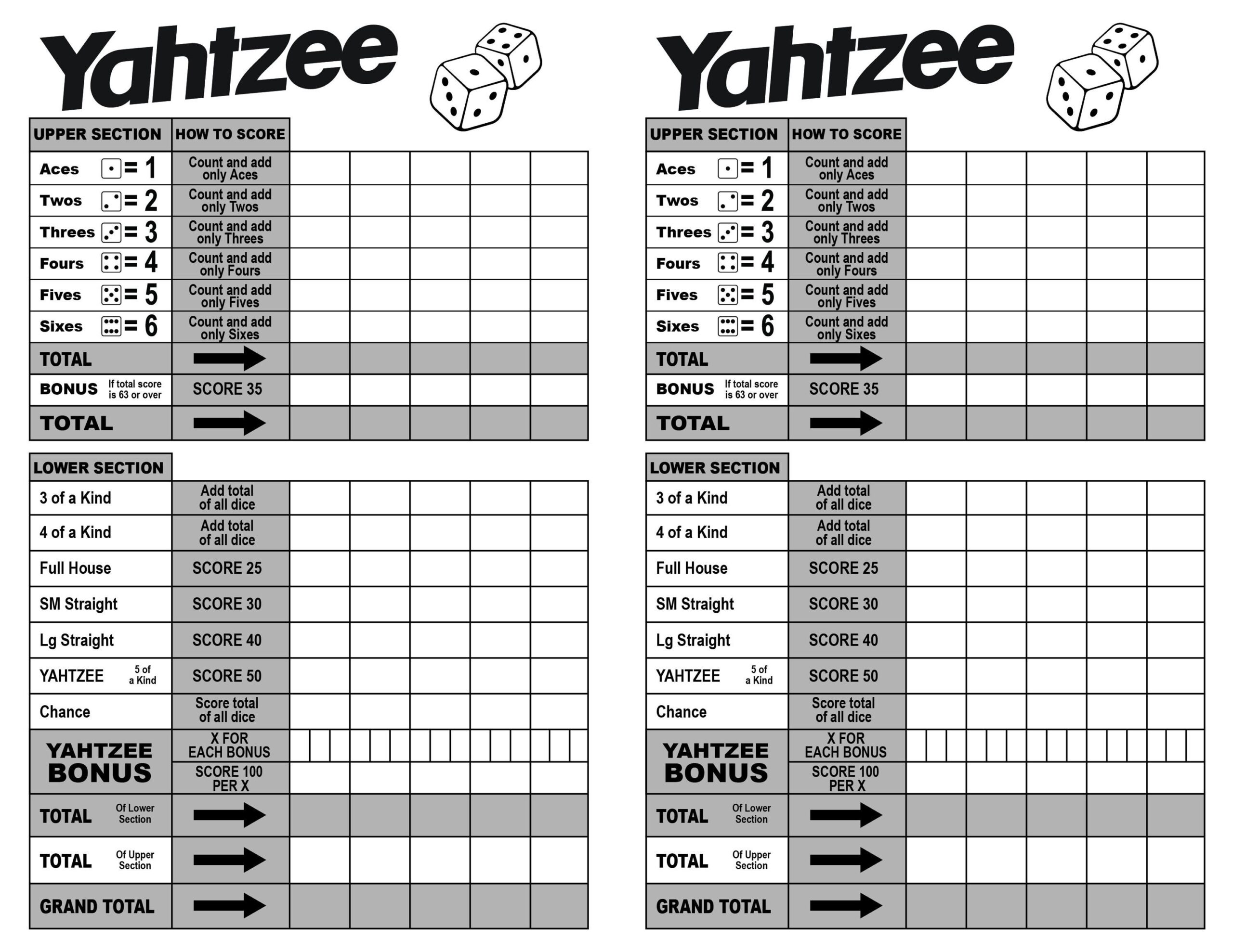 Yahtzee Score Sheet Pdf Etsy Yahtzee Score Sheet Pdf Etsy