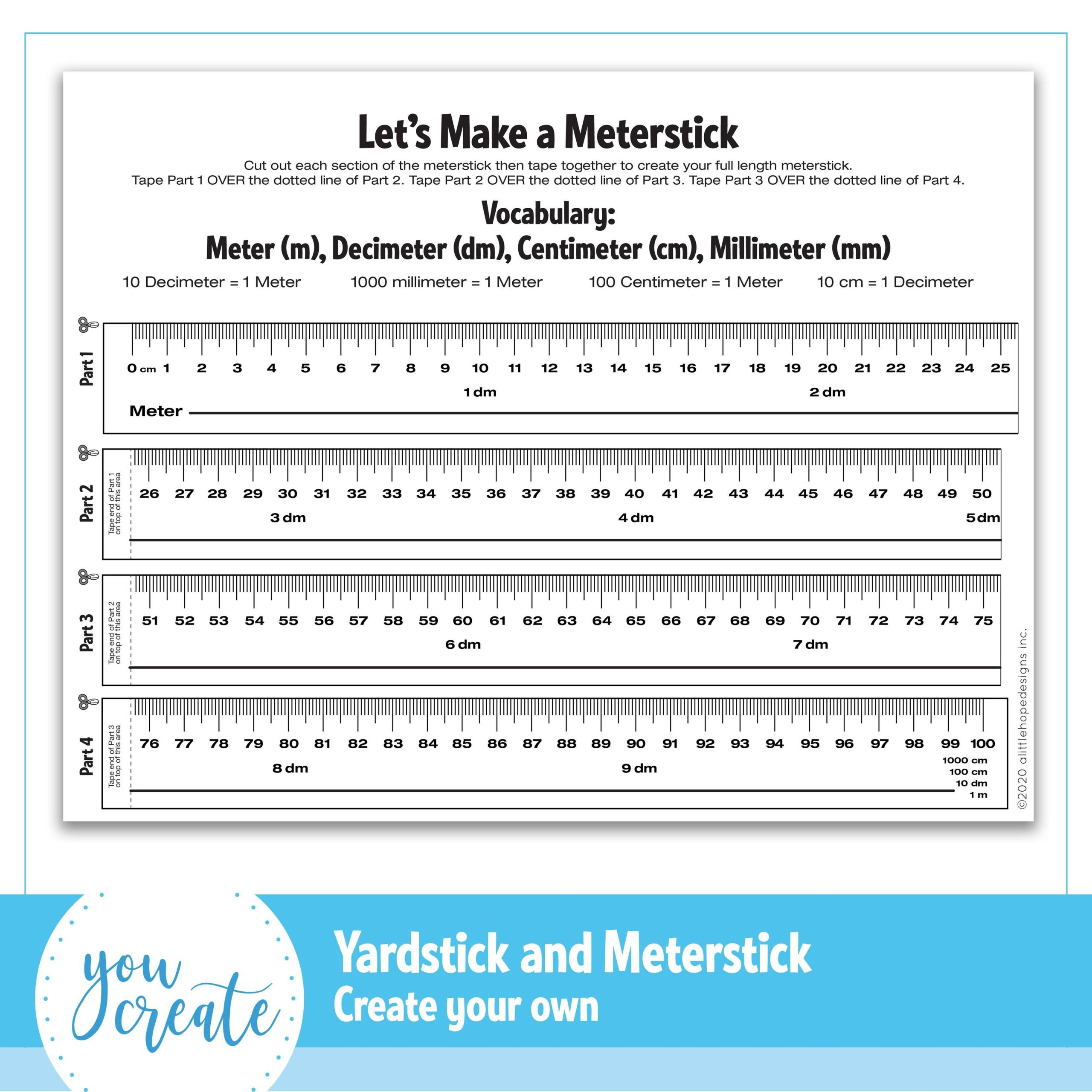 Yardstick And Meterstick Template Printable Create Your Own Meter Stick Yardstick And Meterstick Template Printable Create Your Own Meter Stick