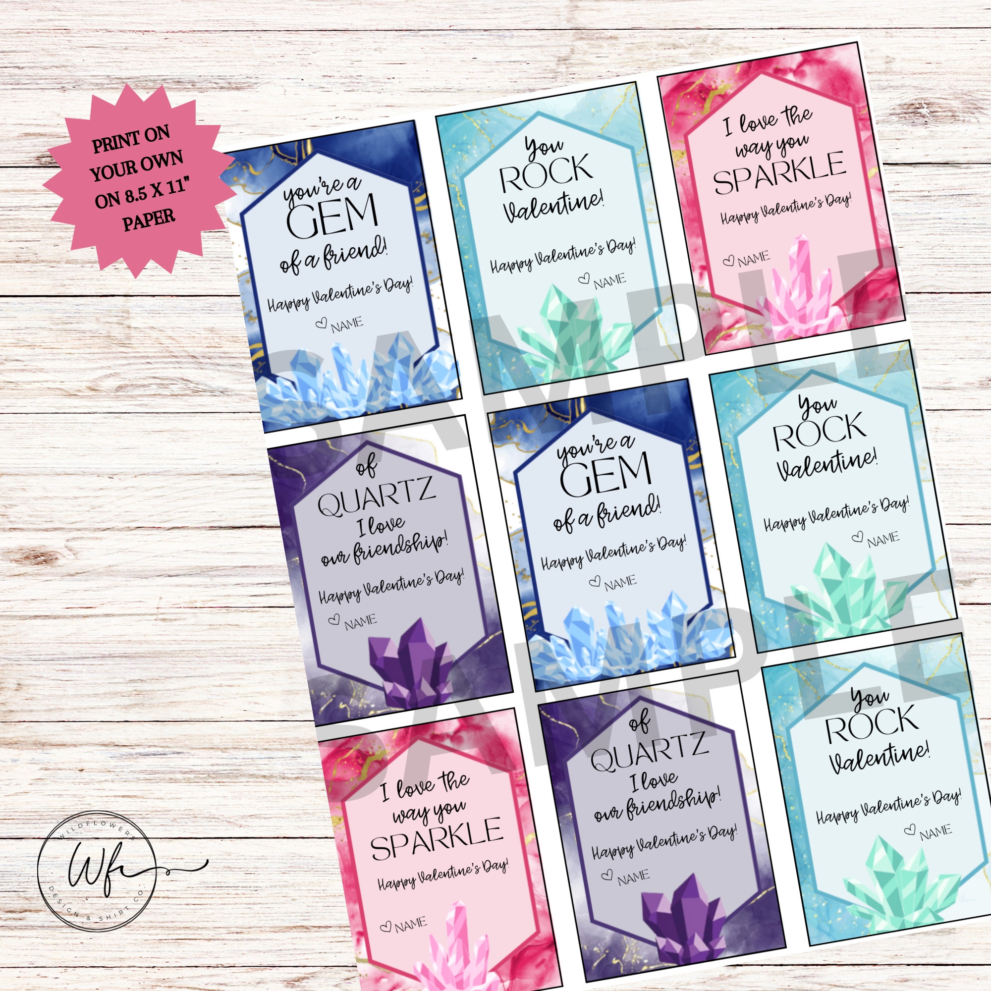 You re A Gem Geode Valentines Printable Etsy