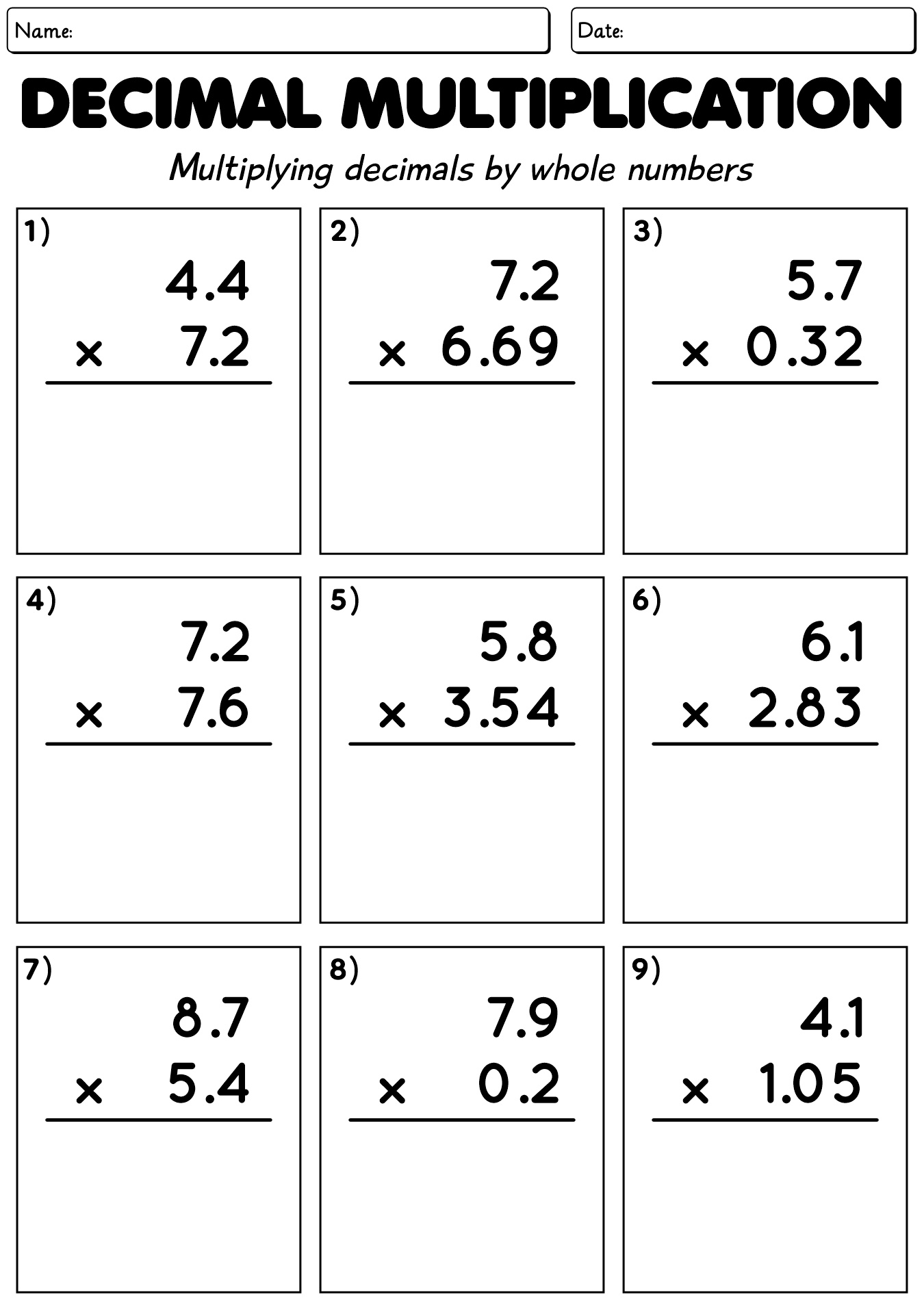 12 Decimal Multiplication Worksheets Free PDF At Worksheeto