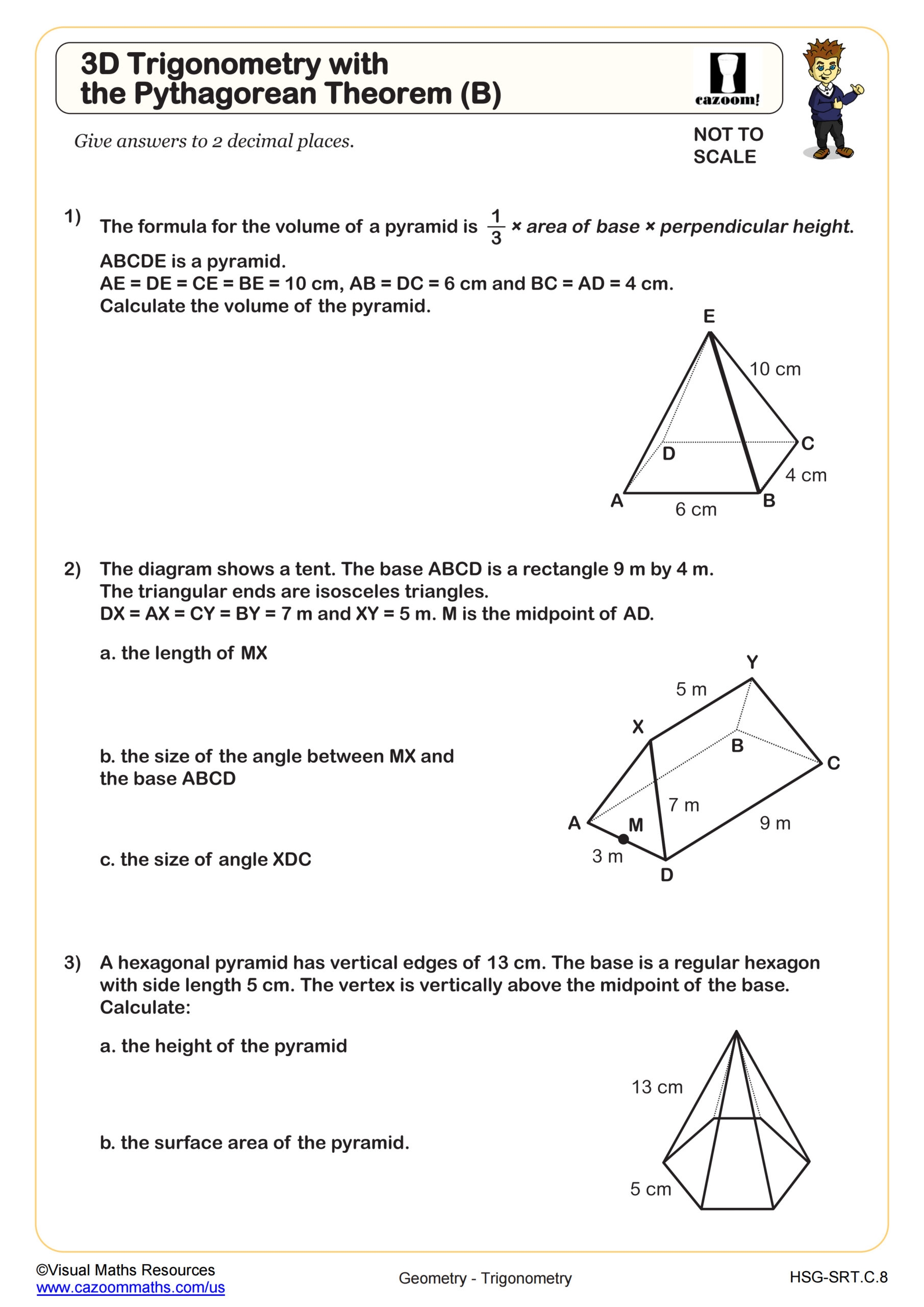 3D Trigonometry With The Pythagorean Theorem B Worksheet PDF Printable Geometry Worksheet 3D Trigonometry With The Pythagorean Theorem B Worksheet PDF Printable Geometry Worksheet