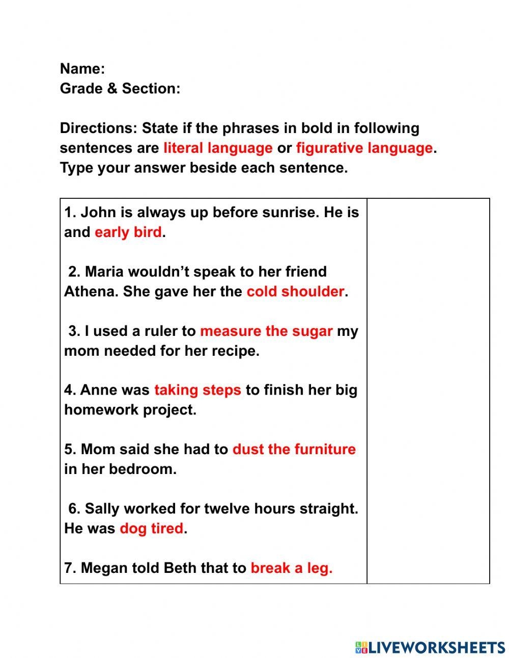 50 Figurative Language Worksheets For 6th Grade On Quizizz Free Worksheets Library