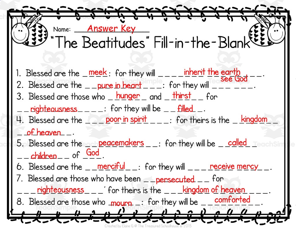 Beatitudes Worksheet Catholic Matching PDF Beatitudes Worksheet Catholic Matching PDF