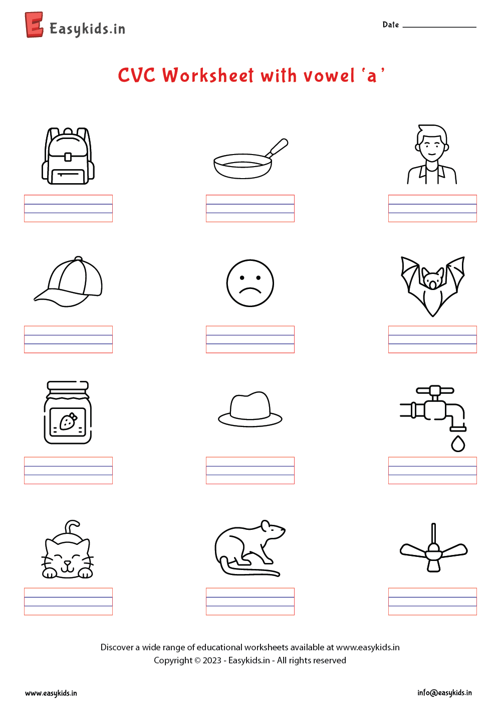 CVC Worksheets Letter A Worksheet By Easy Kids EasyKids in