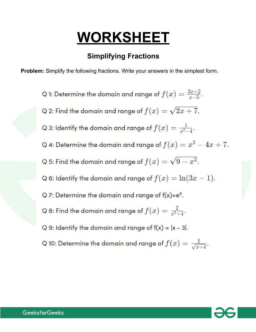 domain and range worksheet pdf