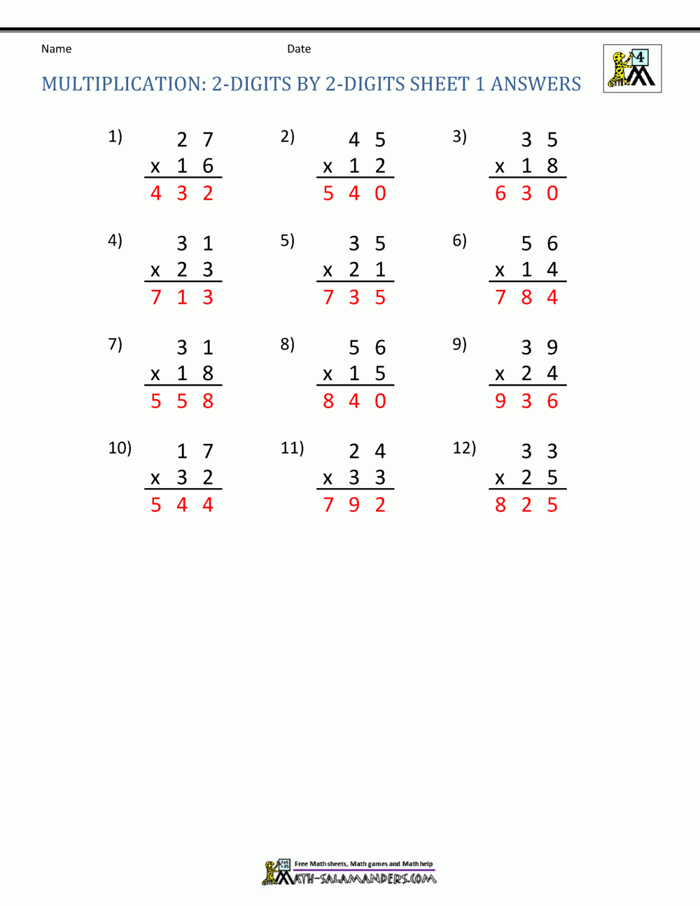 multiplication worksheets grade 4 pdf