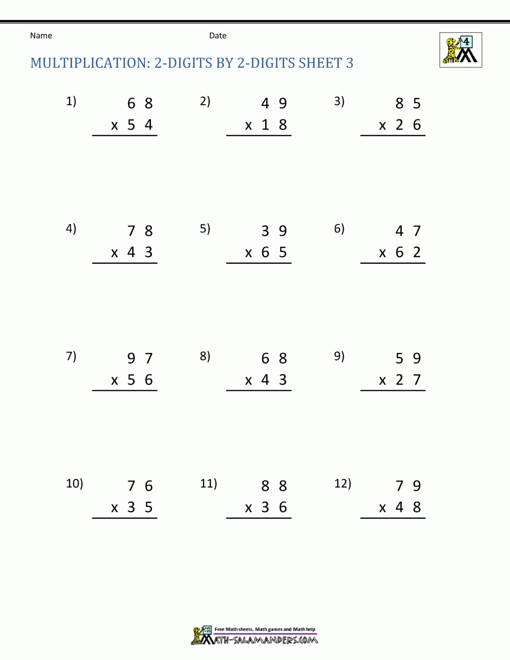 Double Digit Multiplication Worksheets 4th Grade Double Digit Multiplication Worksheets 4th Grade