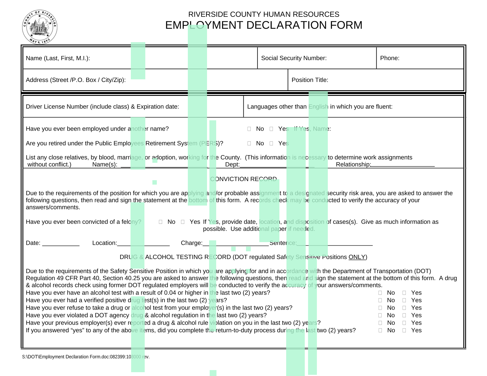 Employment Declaration Form