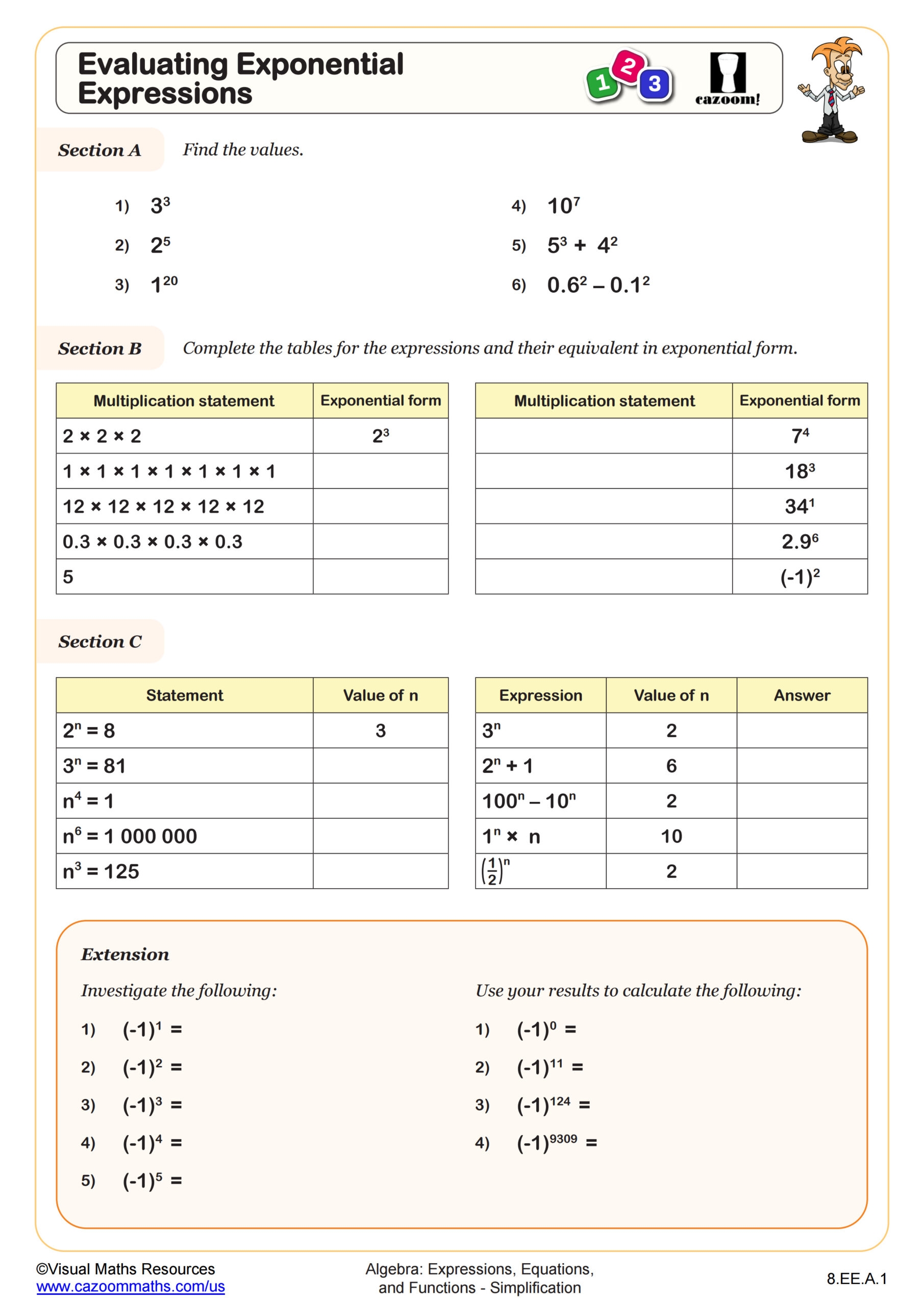 Evaluating Exponential Expressions Worksheet PDF Printable Worksheets Library Evaluating Exponential Expressions Worksheet PDF Printable Worksheets Library