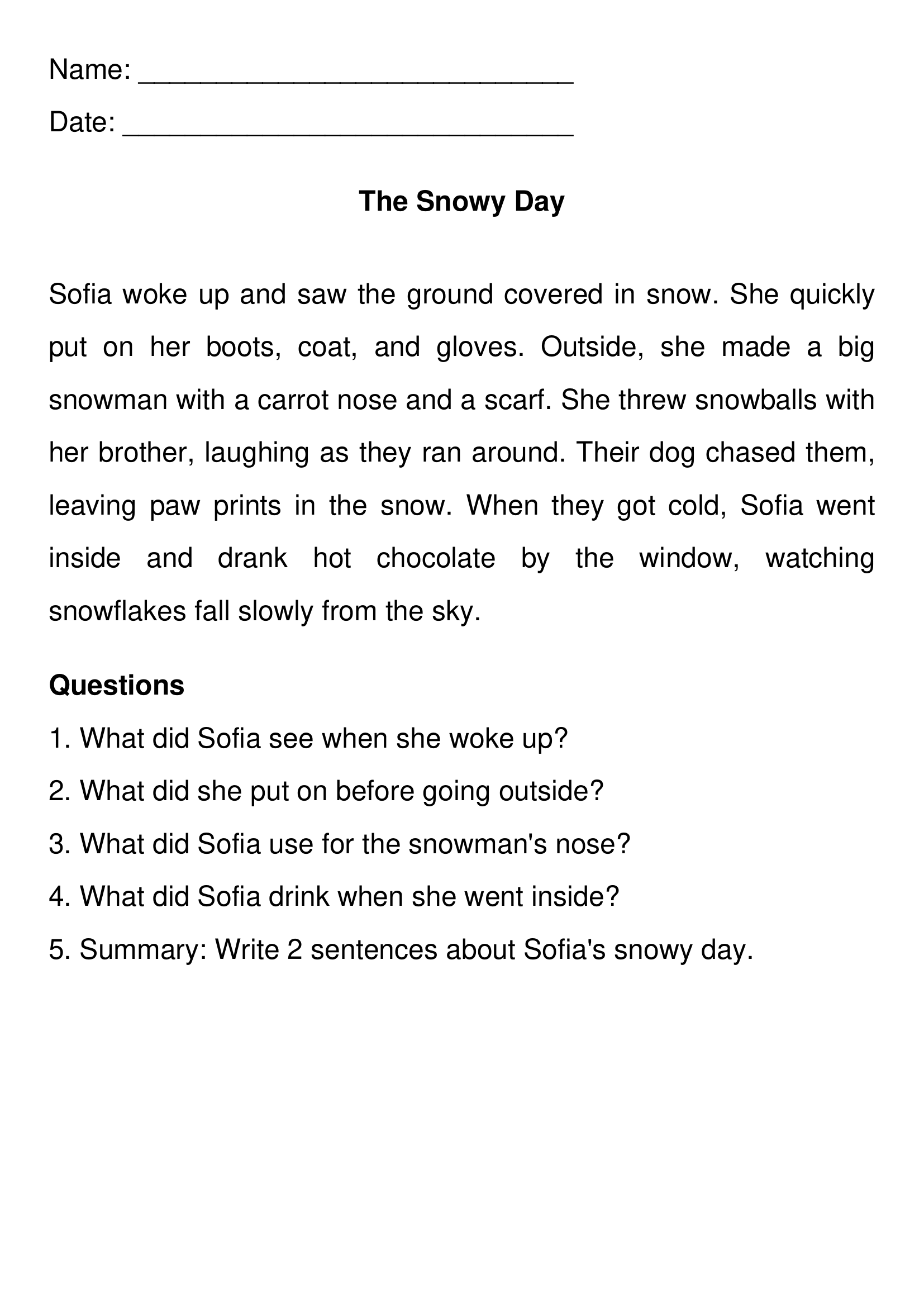First Grade Reading Comprehension Worksheets Free PDF First Grade Reading Comprehension Worksheets Free PDF