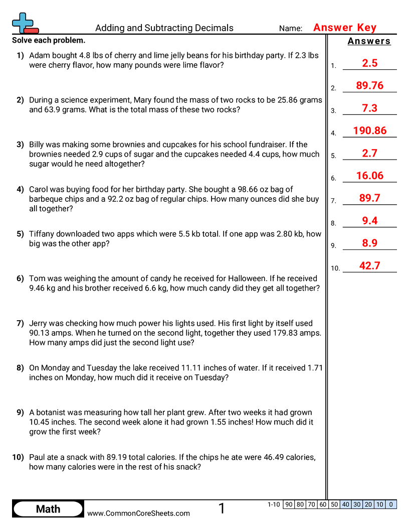adding and subtracting decimals worksheets pdf