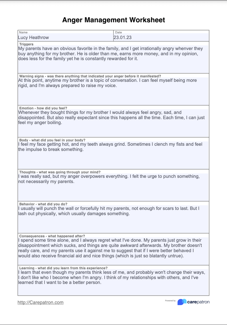 anger management worksheets for adults pdf