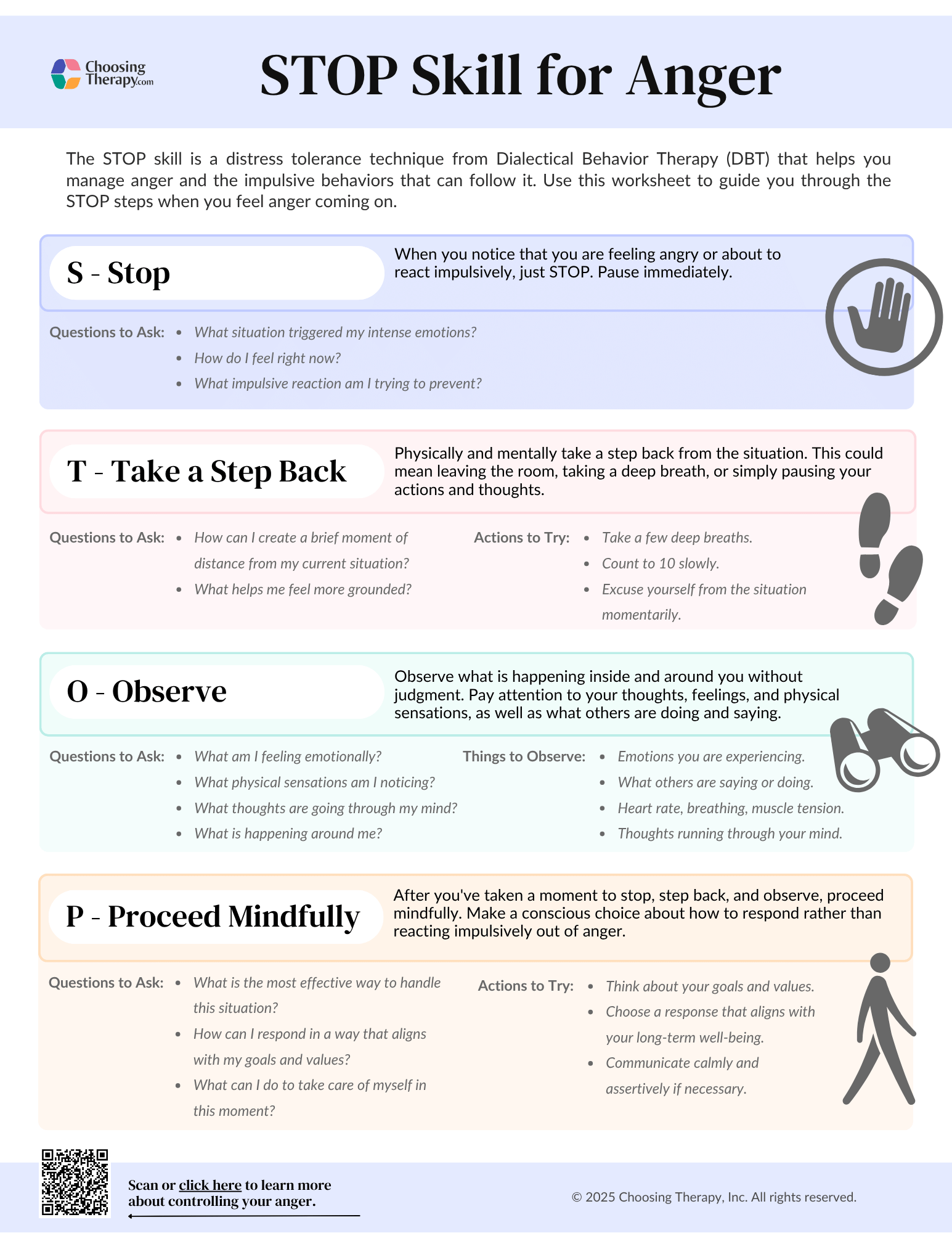 Free DBT STOP Skill Worksheet For Anger ChoosingTherapy