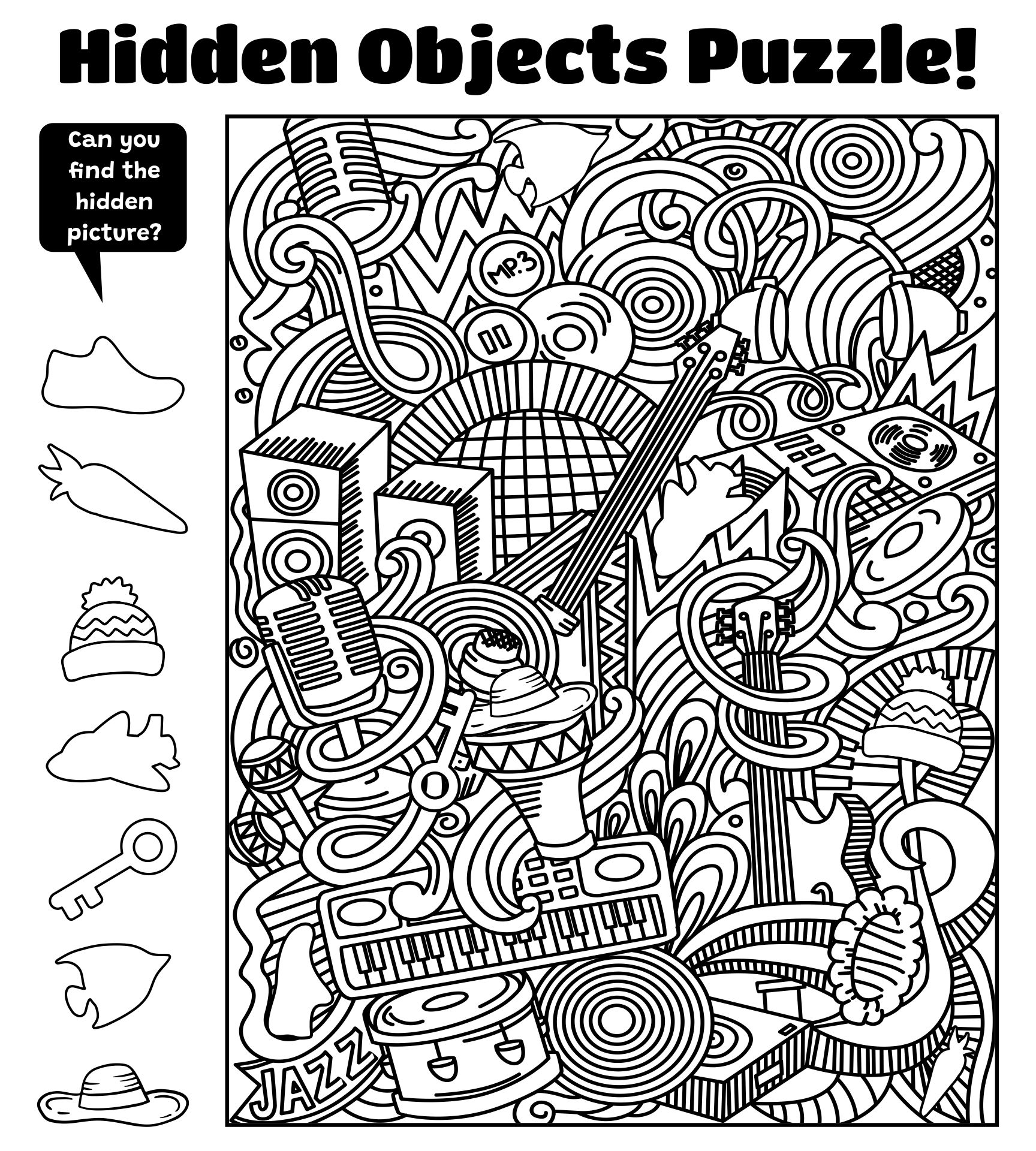Free Hidden Pictures Printable Activities For Kids Worksheets Library