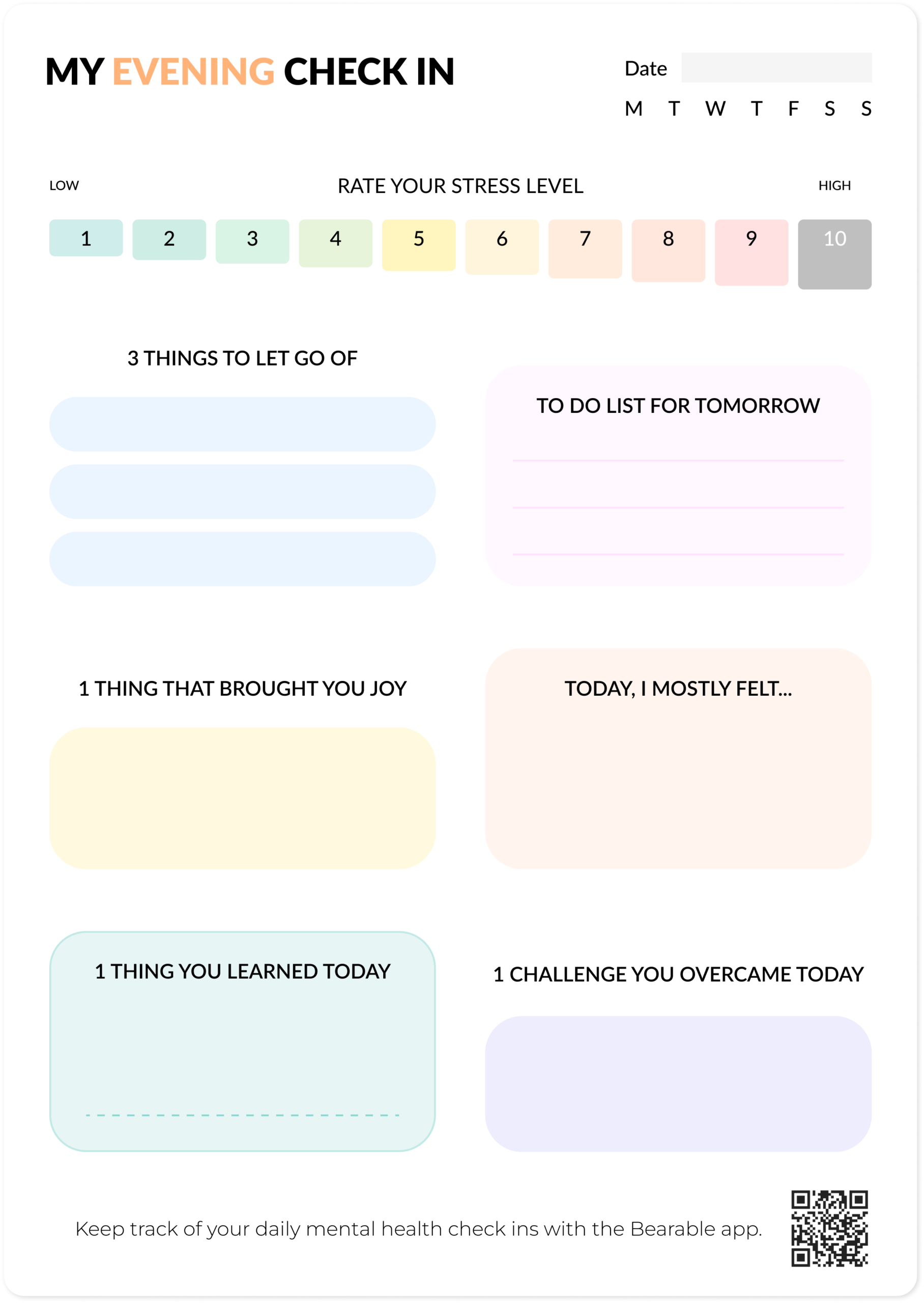 Free Mental Health Check In Worksheet PDF Bearable App Free Mental Health Check In Worksheet PDF Bearable App
