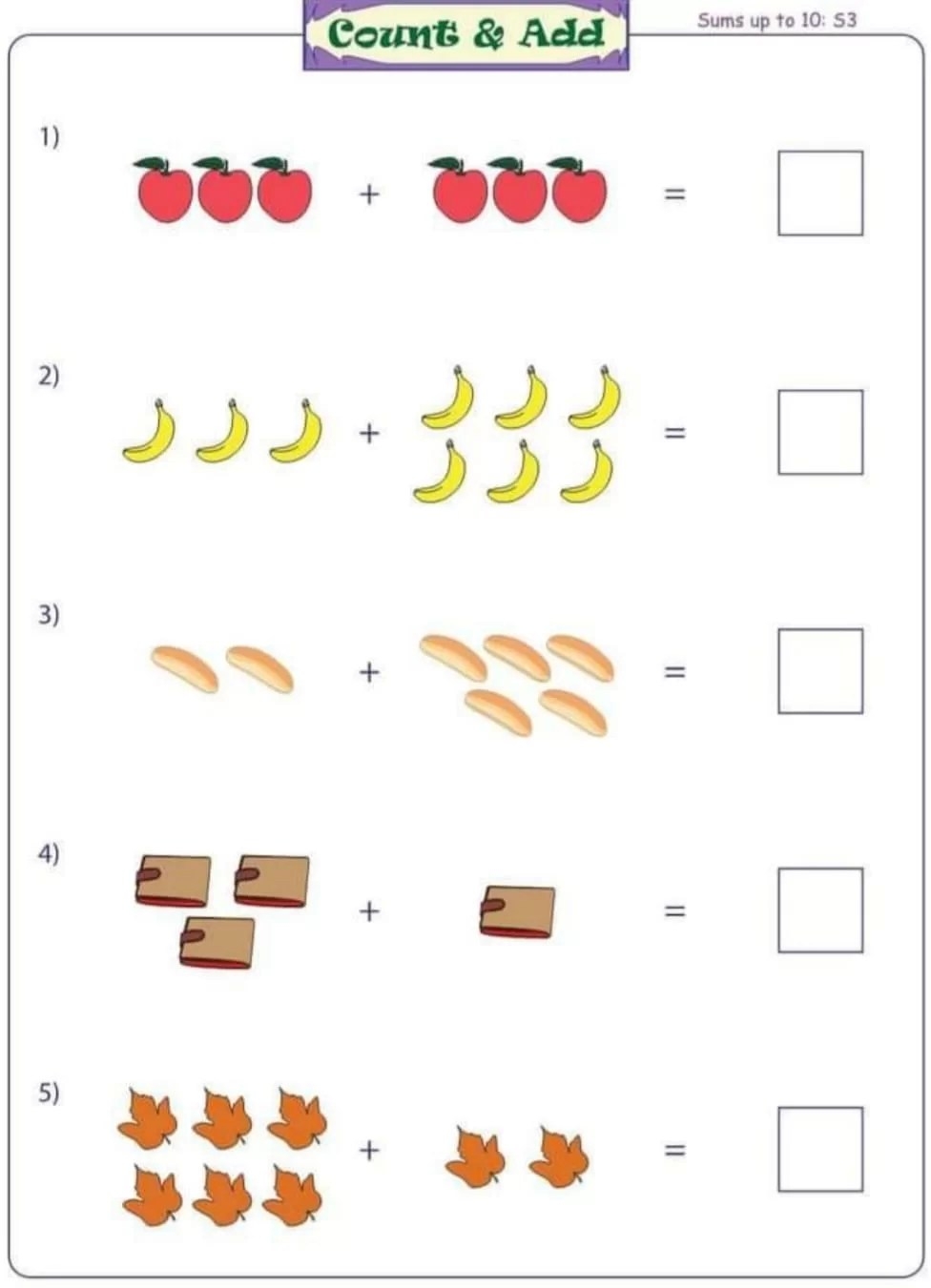 addition worksheets for kindergarten pdf