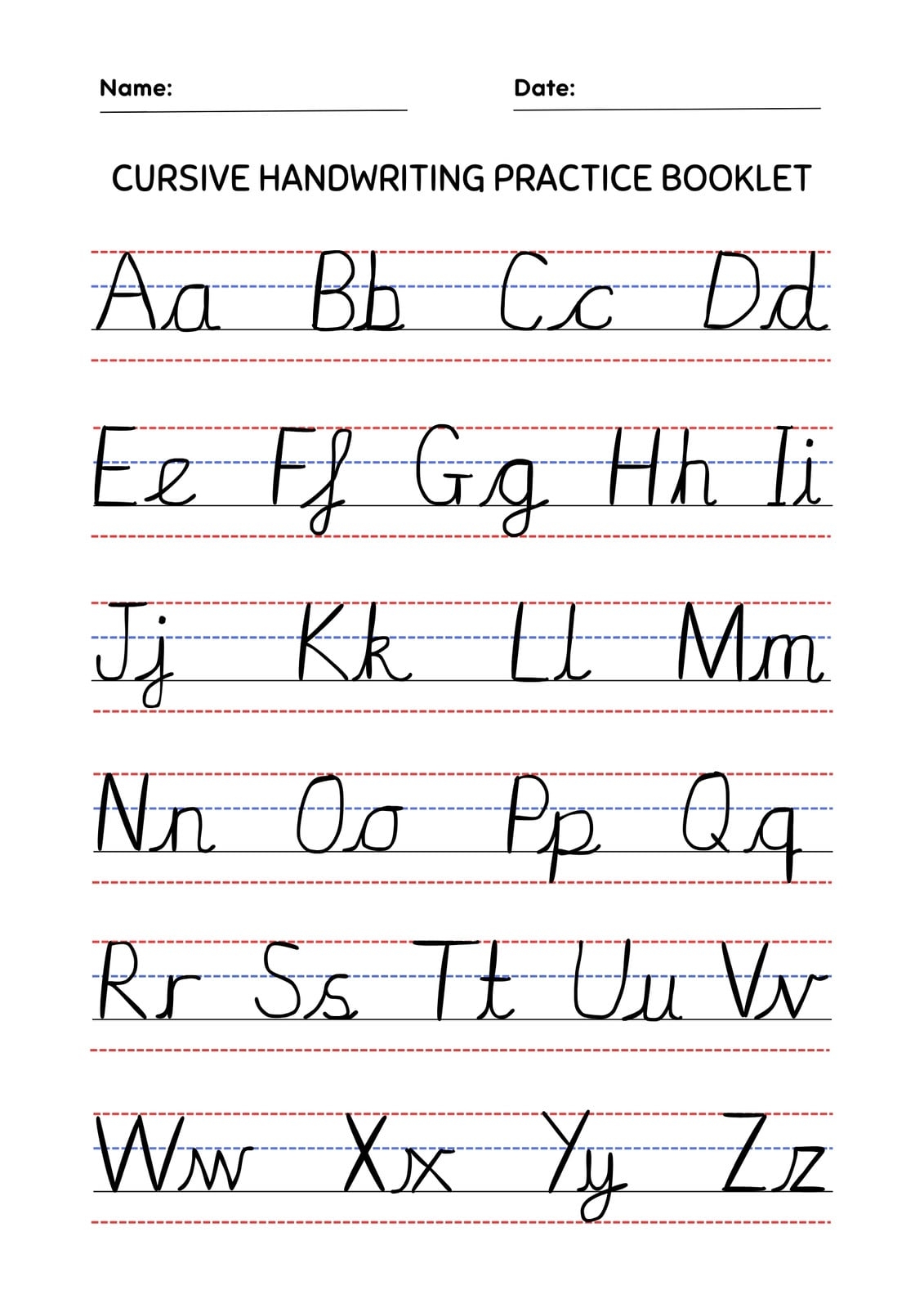 Free Printable Cursive Writing Worksheet Templates Canva