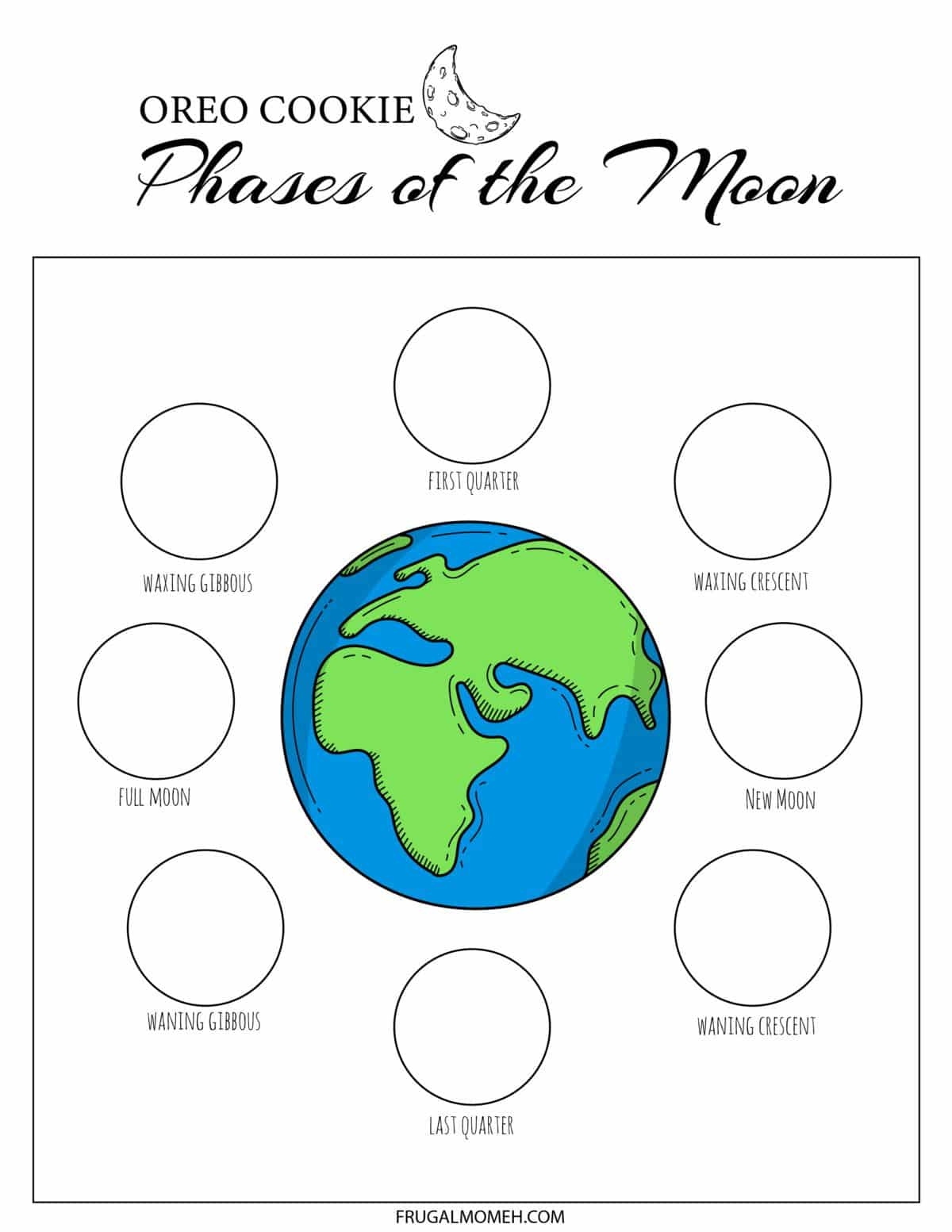Free Printable Phases Of The Moon Worksheets Frugal Mom Eh Free Printable Phases Of The Moon Worksheets Frugal Mom Eh