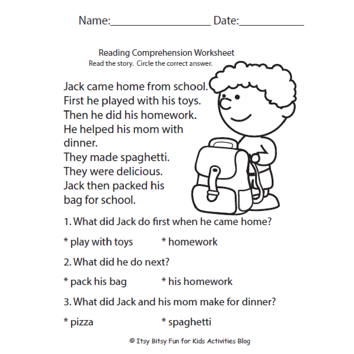 reading comprehension worksheets pdf with answers