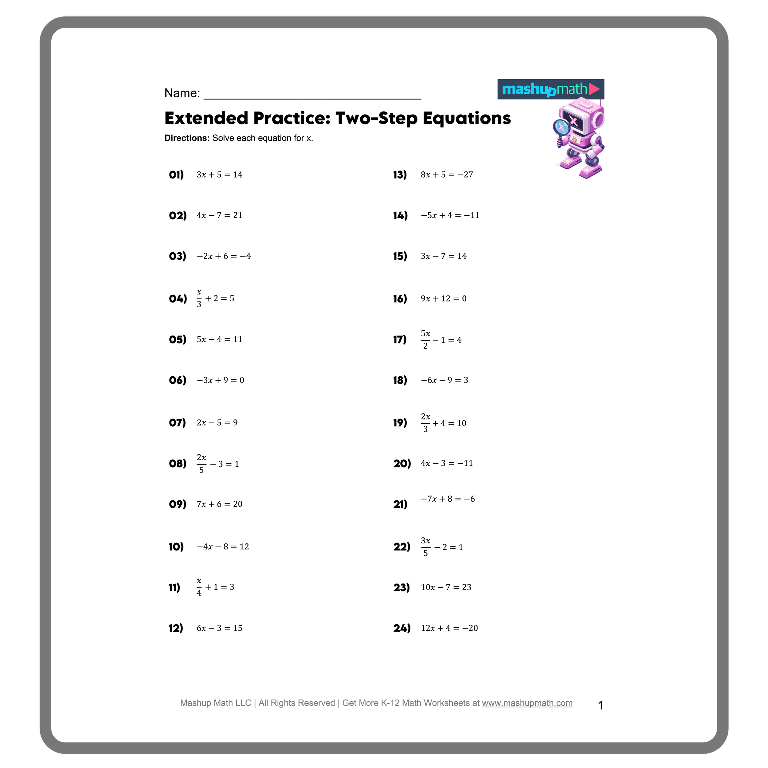Free Two Step Equations Worksheets Mashup Math Free Two Step Equations Worksheets Mashup Math