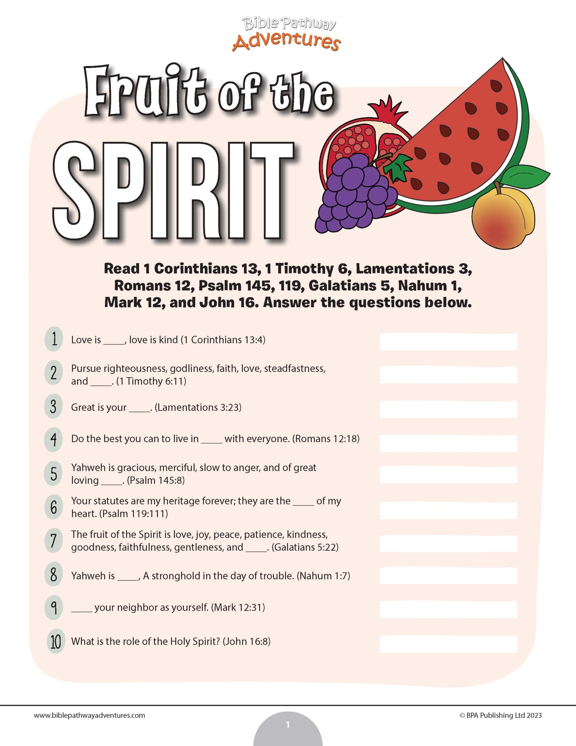 fruit of the spirit worksheets pdf fruit of the spirit worksheets pdf