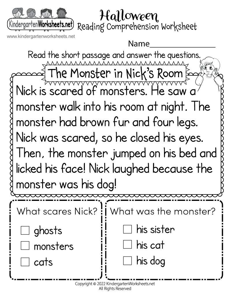 Halloween Reading Comprehension Worksheet Free Printable PDF