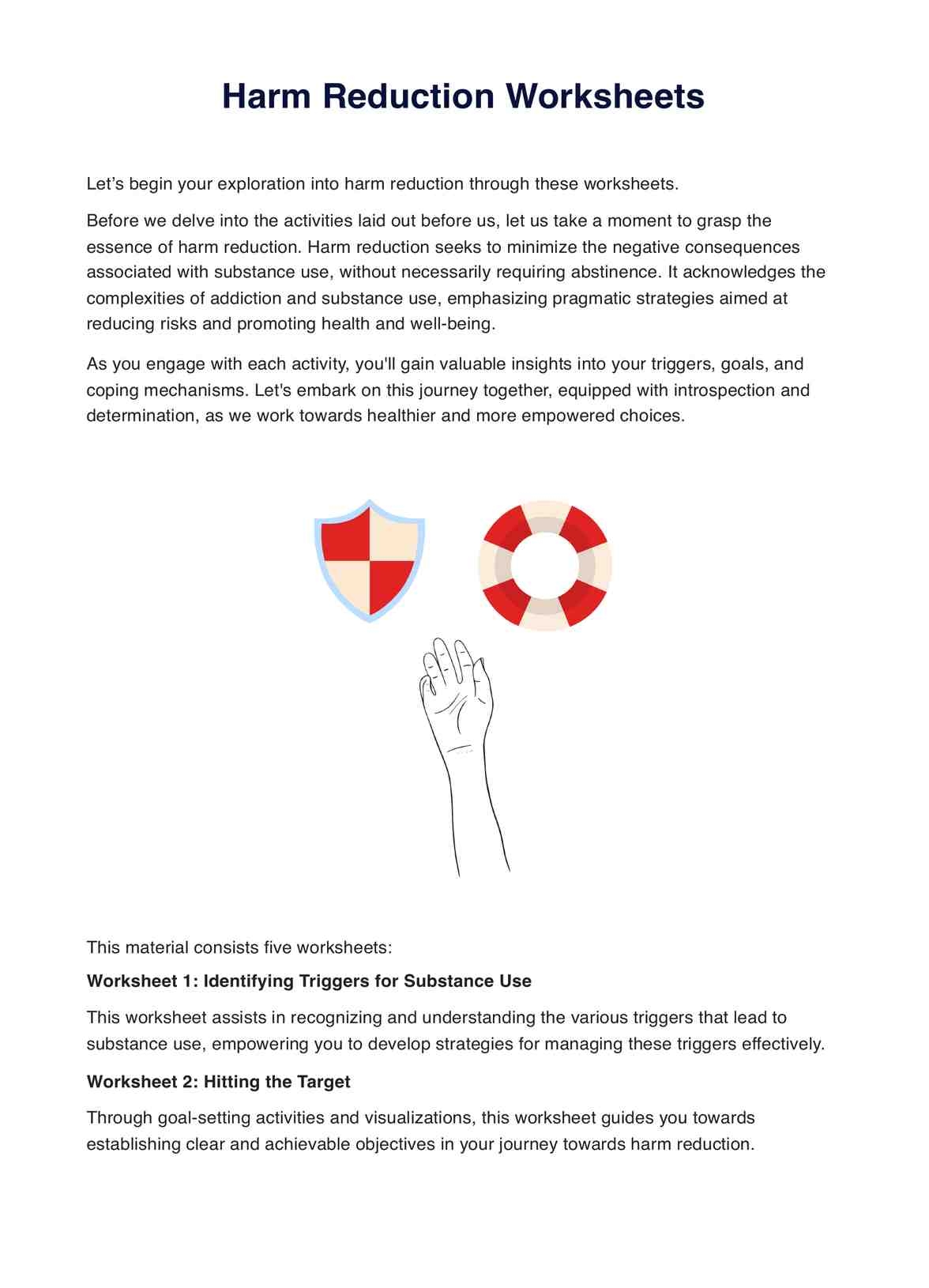 Harm Reduction Worksheets PDF