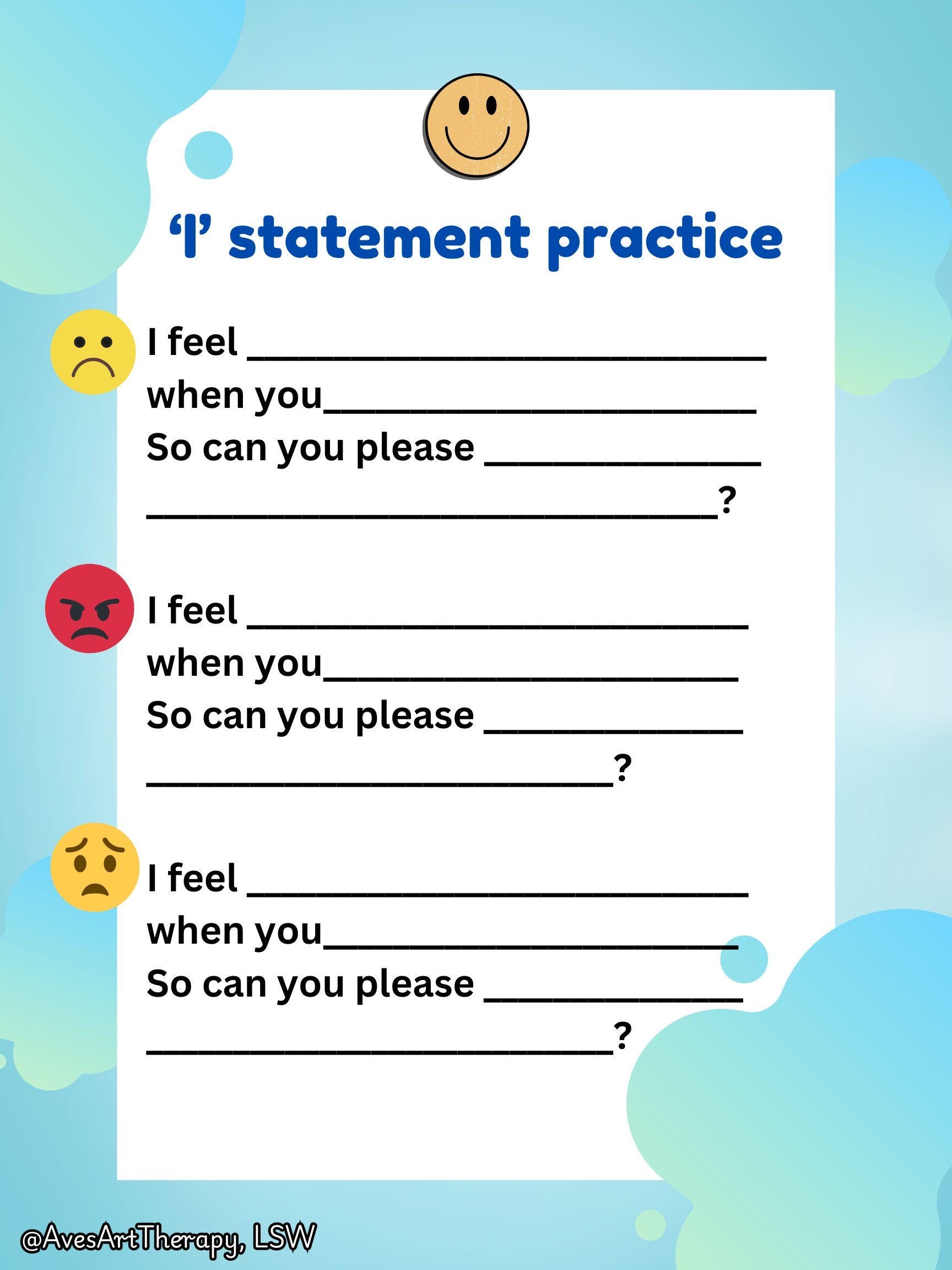 I Statements Worksheets Etsy I Statements Worksheets Etsy