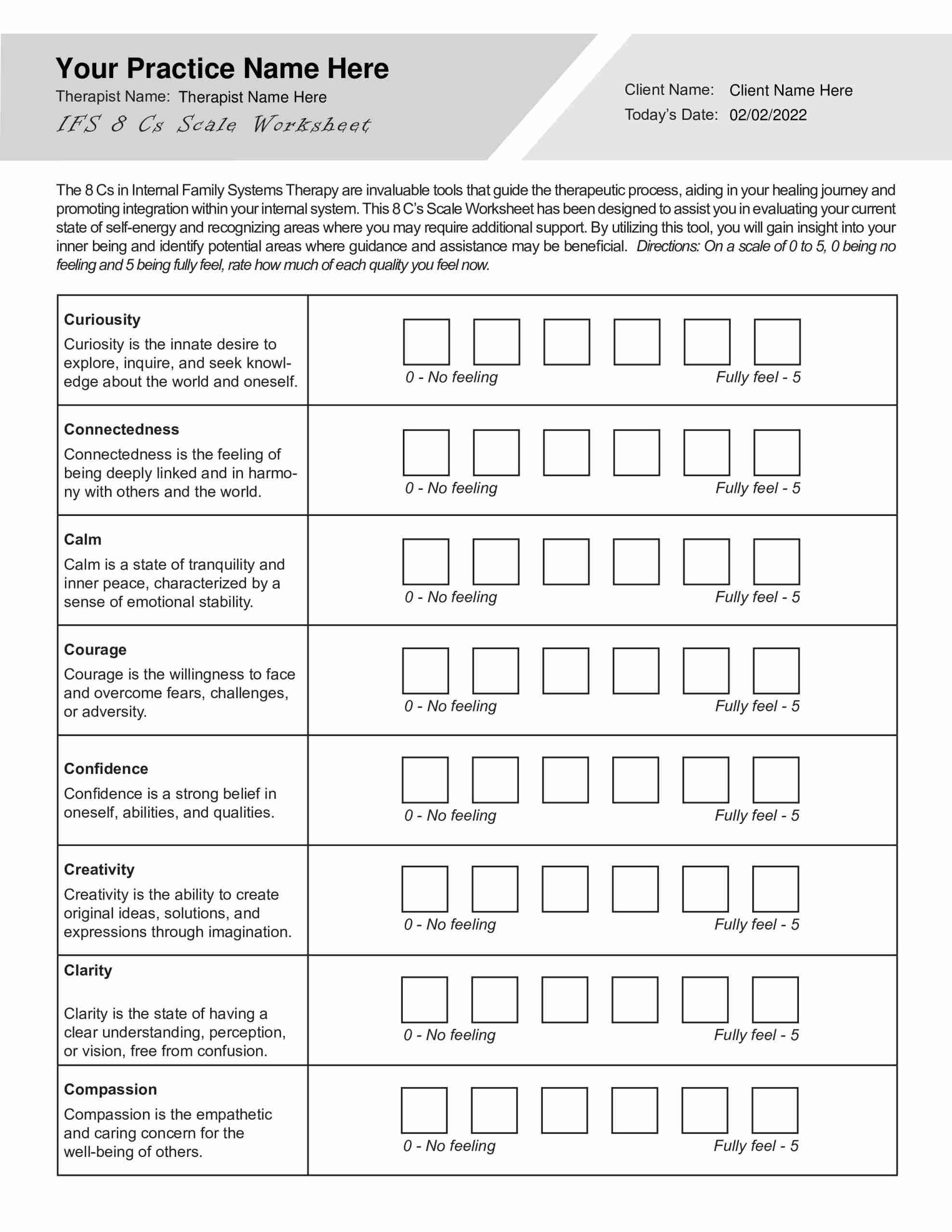 ifs worksheets pdf