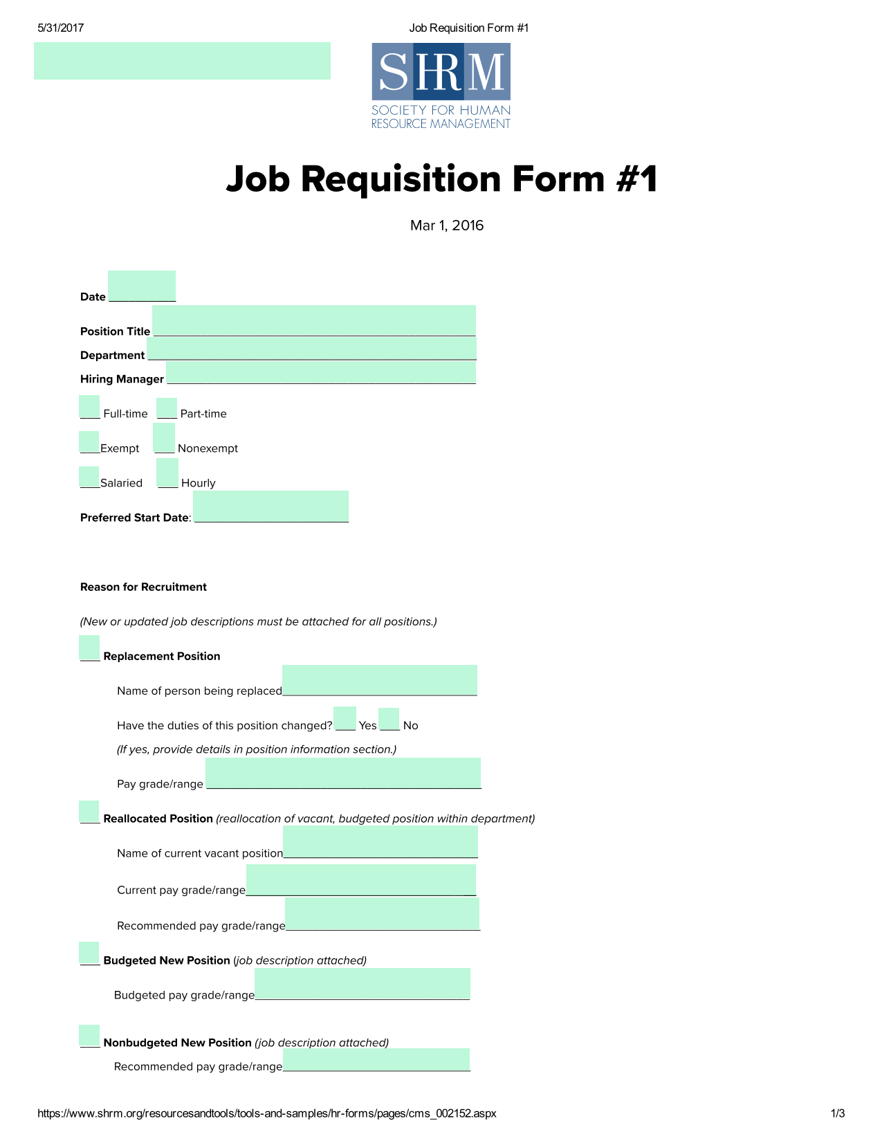 Job Requisition Form 1