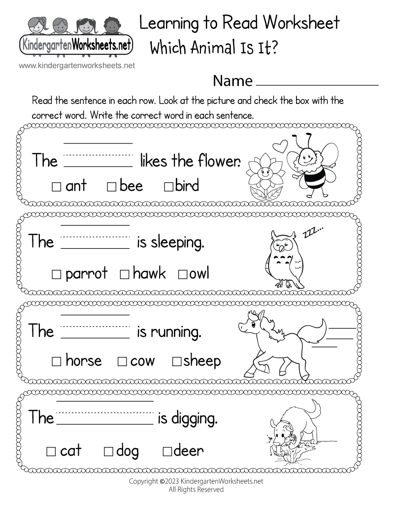 Learning To Read Worksheet Free Printable PDF Learning To Read Worksheet Free Printable PDF