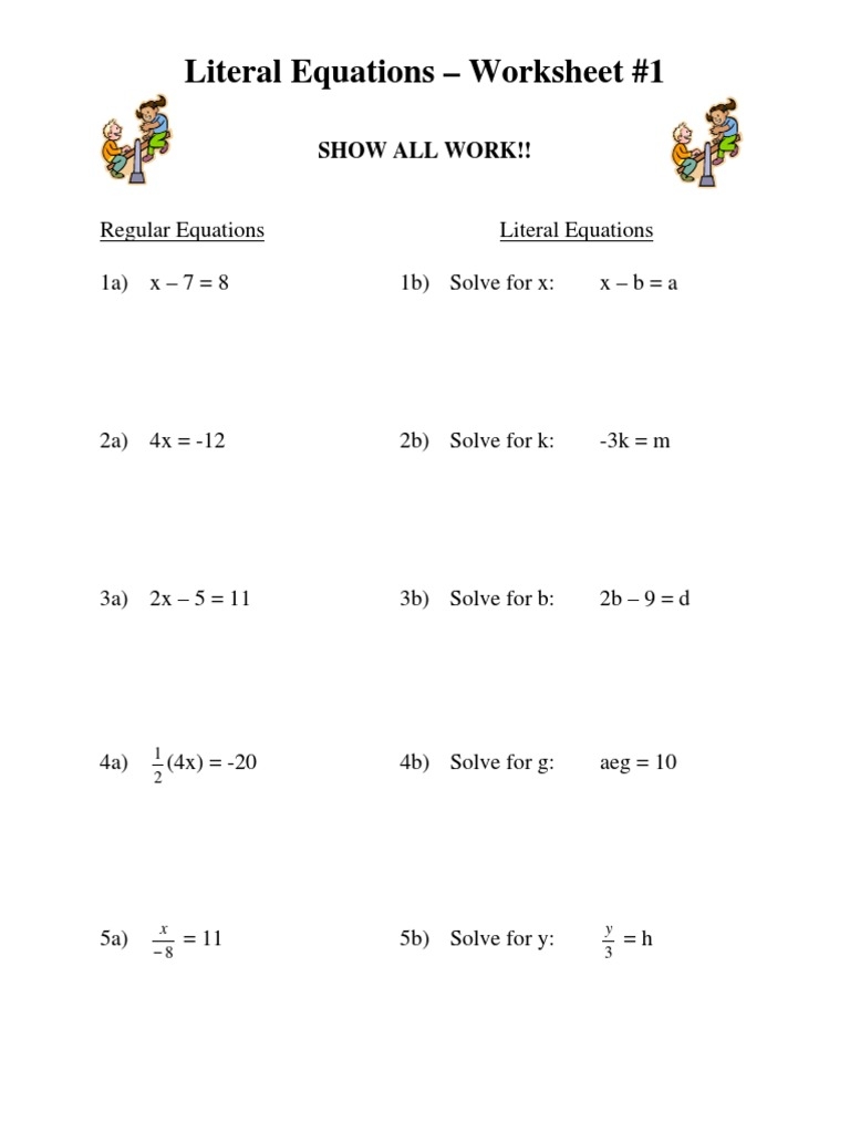literal equations worksheet pdf literal equations worksheet pdf