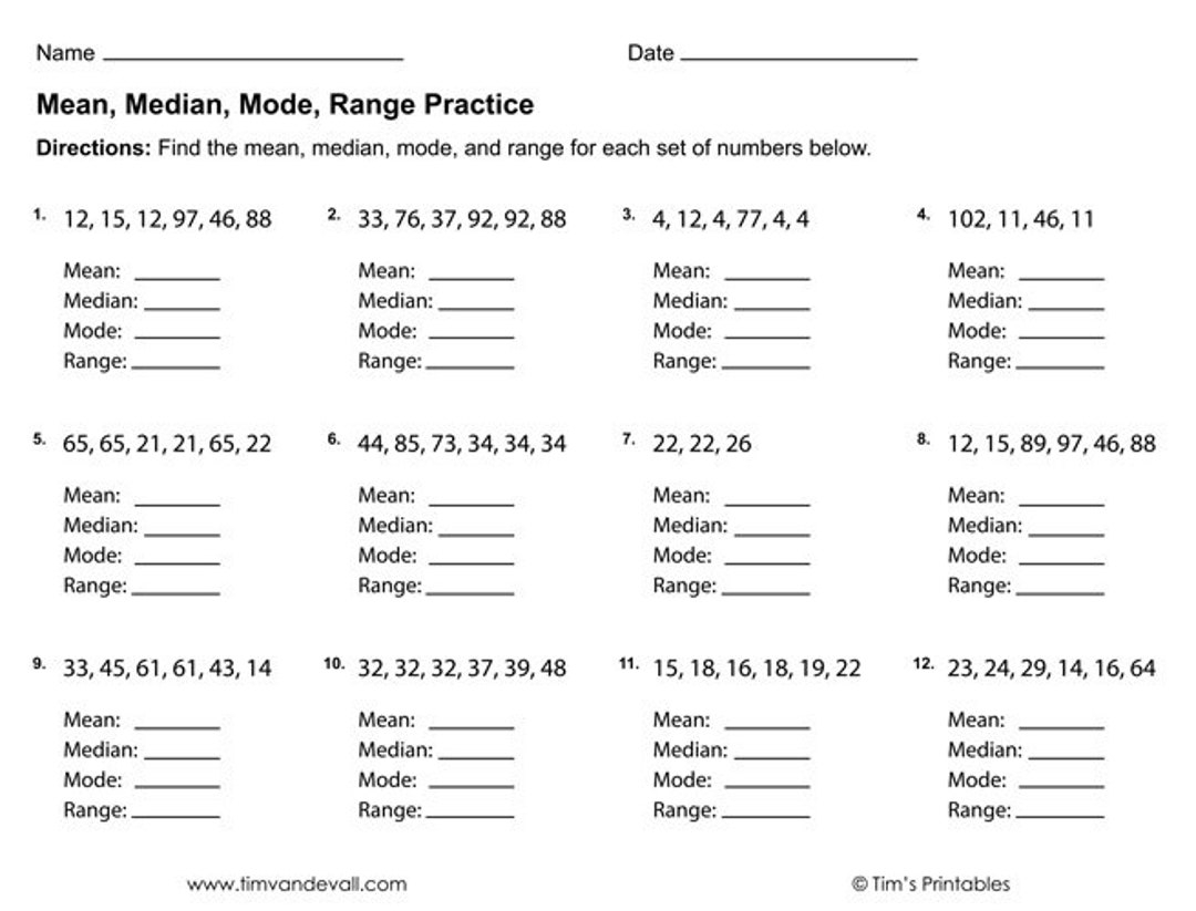 Mean Median Mode Range Worksheets PDF 3 Printable Worksheets Etsy Hong Kong Mean Median Mode Range Worksheets PDF 3 Printable Worksheets Etsy Hong Kong