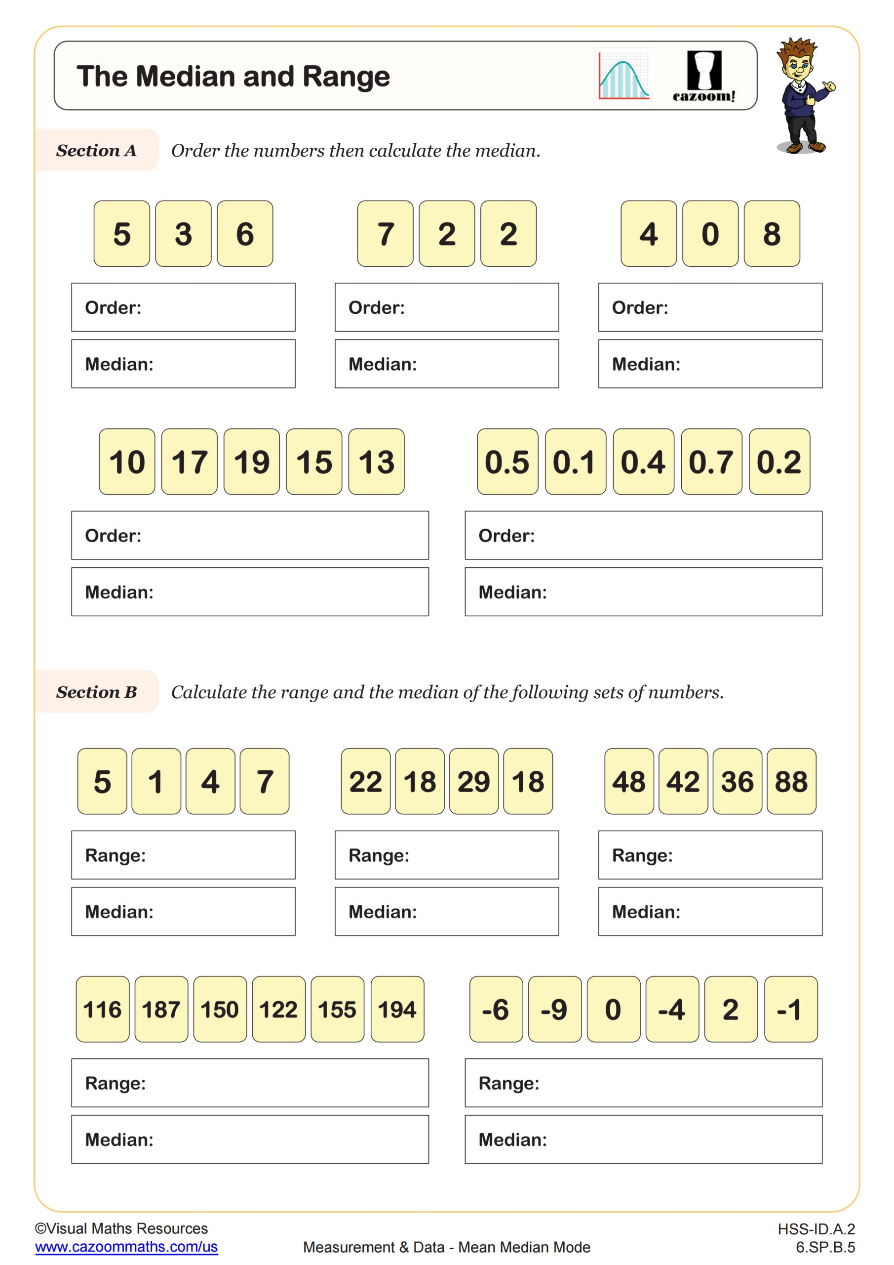 Median And Range Worksheet PDF Printable Measurement Data Worksheet