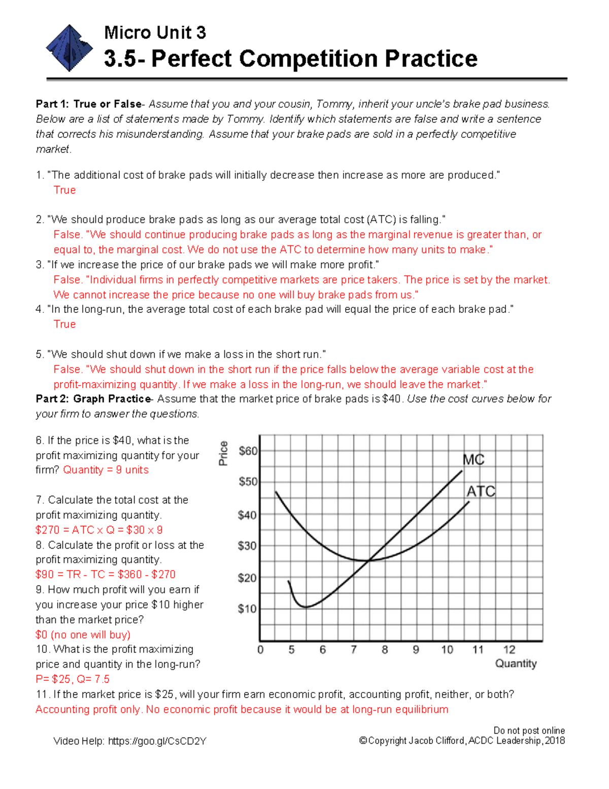 Micro 3 5 Practice Answer Key For Perfect Competition Concepts Studocu