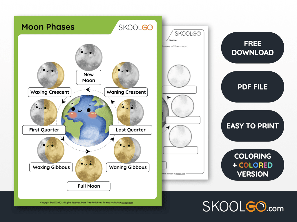 Moon Phases Free Worksheet SKOOLGO Moon Phases Free Worksheet SKOOLGO