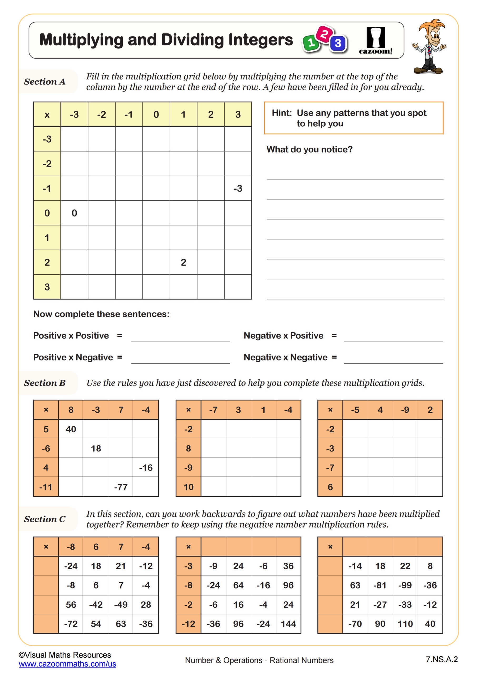 Multiplying And Dividing Integers Worksheet Fun And Engaging 7th Grade PDF Worksheets