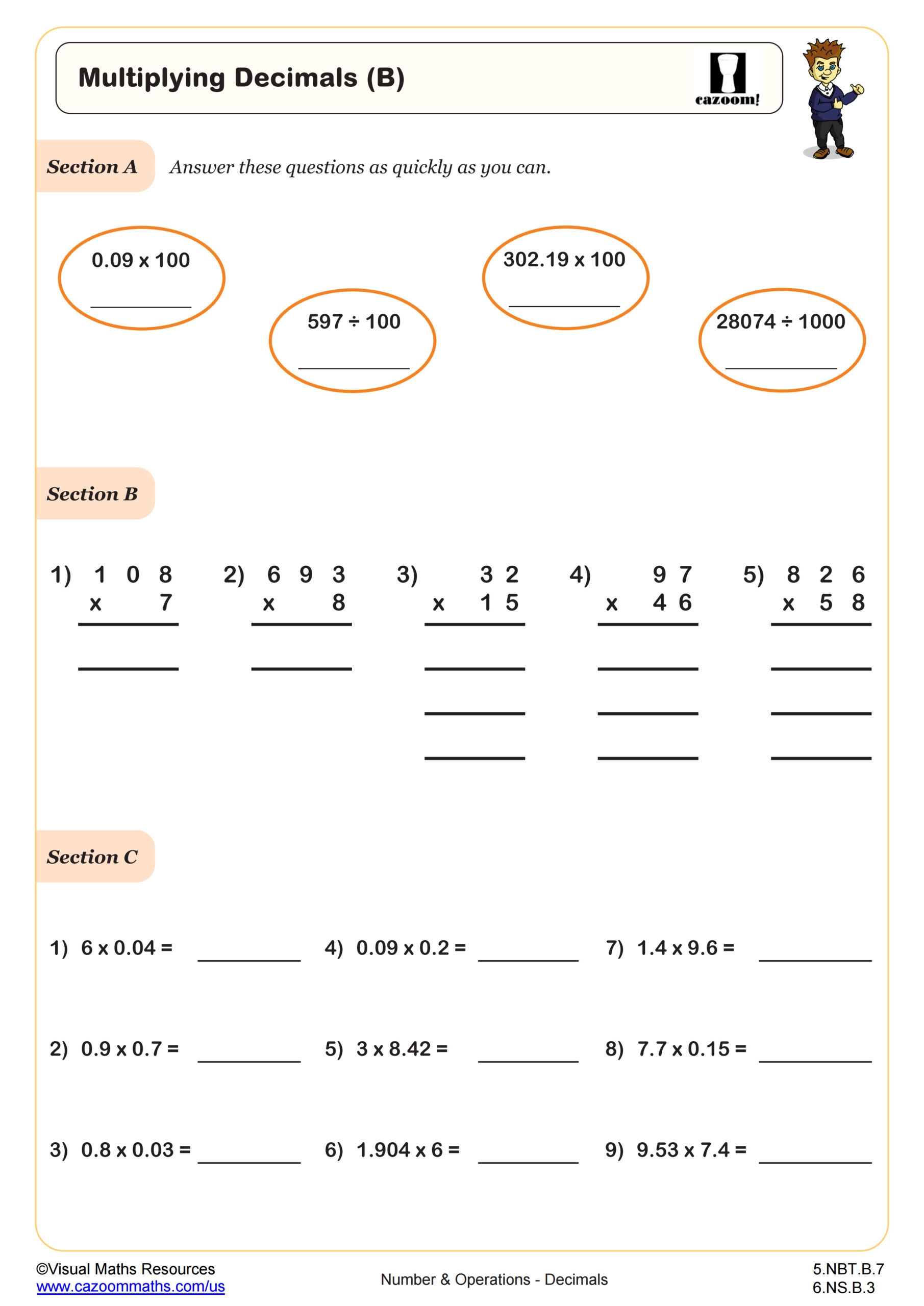 Multiplying Decimals B Worksheet Fun And Engaging 5th Grade PDF Worksheets